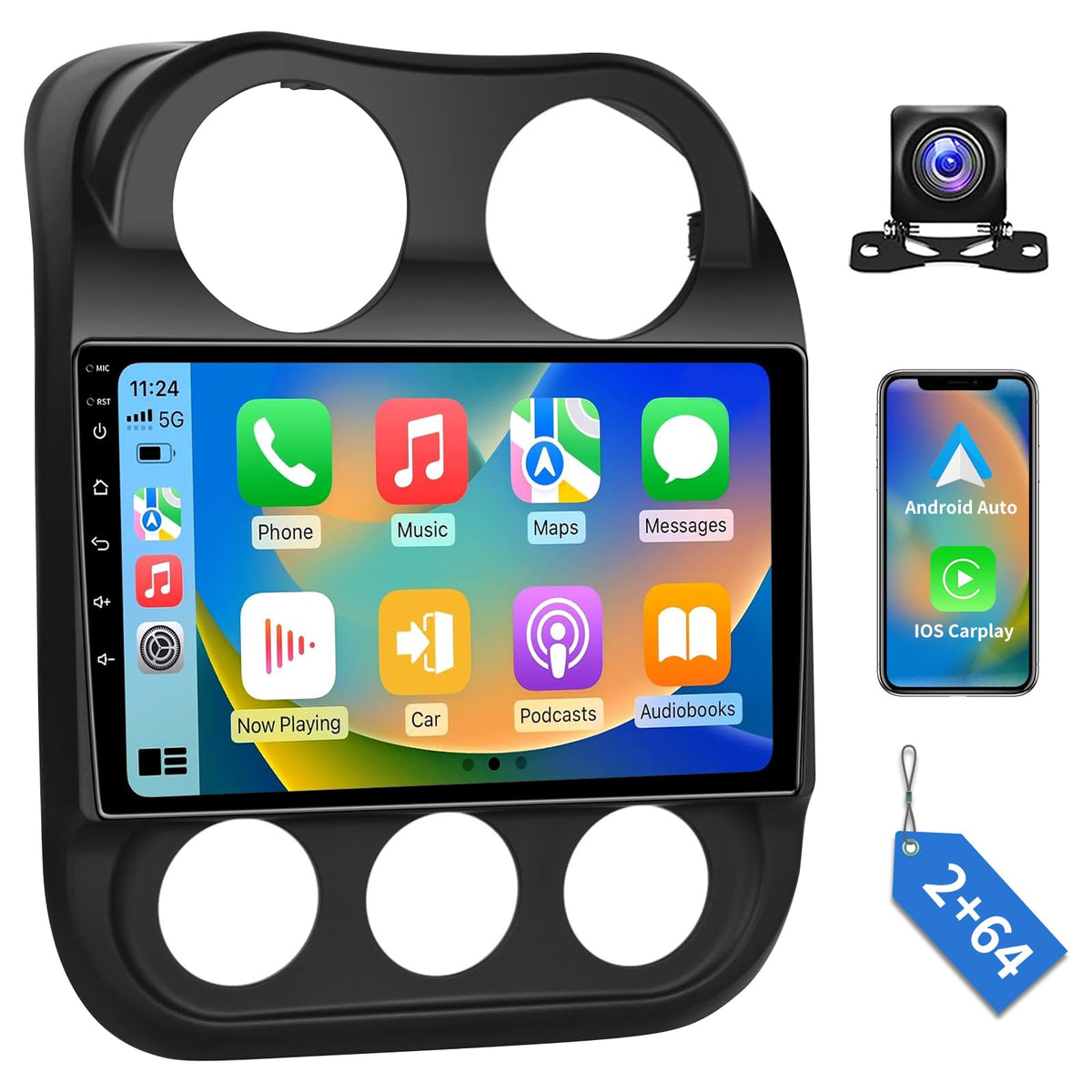 [4G+32G] Android 13 5Gwifi Car Radio Stereo For Jeep Compass Patriot 2010 2016 With Wireless Carplay Android Auto, 10.1 Inch Tou