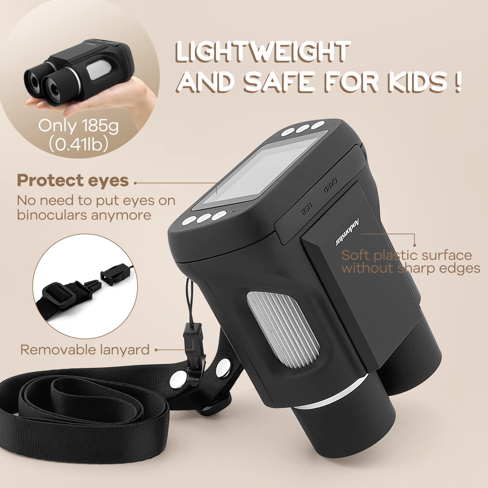 Andonstar Ad122 Kids Microscope&Telescope Double Lens, Portable Handheld Microscope Binoculars, Digital Camera&Video Microscope