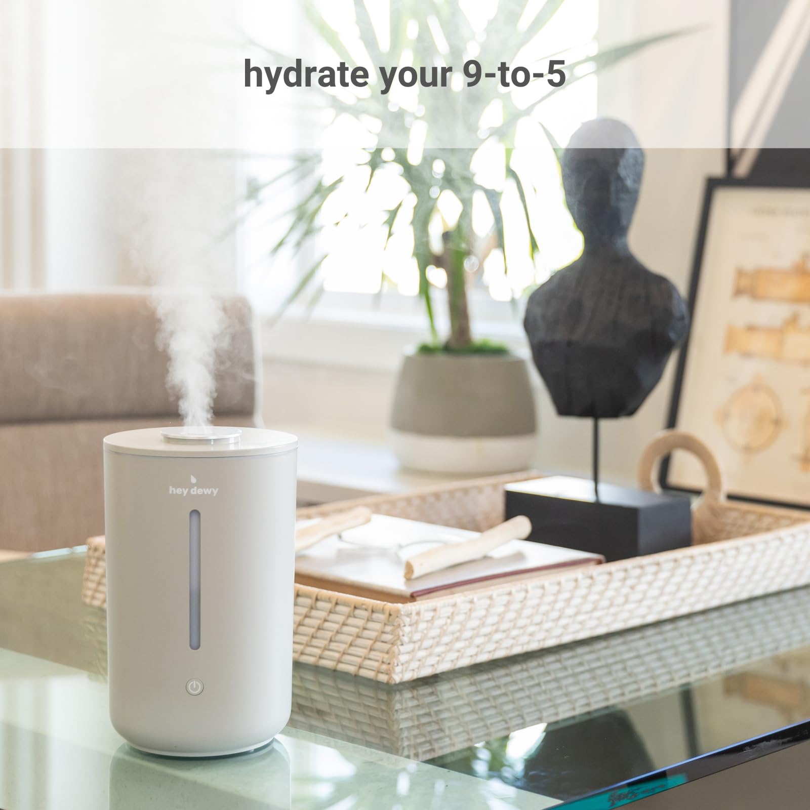 Hey Dewy Wellness Humidifier   For Home, Office, Bathroom Spa, Or Bedroom, With Cool Utrasonic Mist Hydration (Slate)