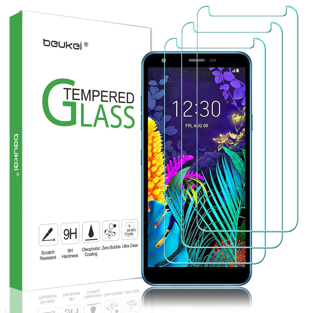 Beukei (3 Pack) For Lg K30 (2019)/(Lg Journey Lte L322Dl) Screen Protector Tempered Glass, For Lg Aristo 4 Plus/Lg Escape Plus/L