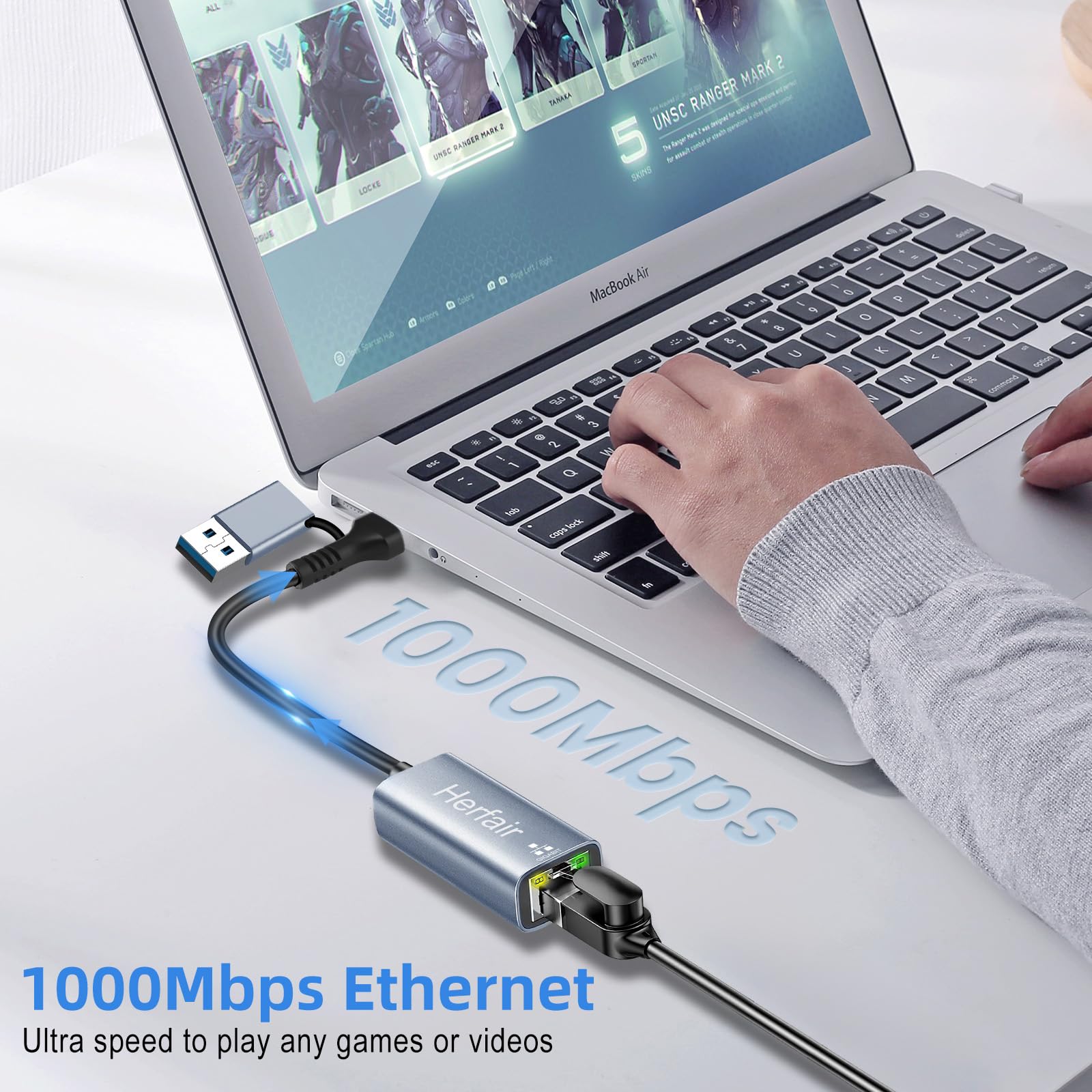 Usb To Ethernet Adapter Usb C Ethernet Adaptor For Laptop 1000Mbps Gigabit Usb To Rj45 Network Converter Compatible With Chromec