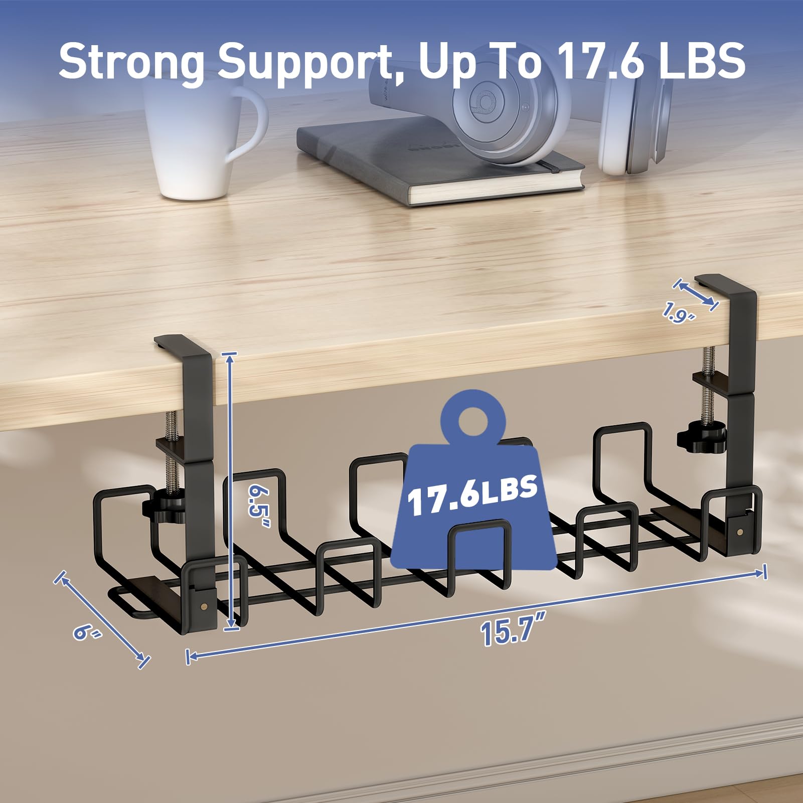 Spacecare Under Desk Cable Management Tray, Cable Management Under Desk For Cord Organizer,15.7'' No Drill Wire Organizer Cable