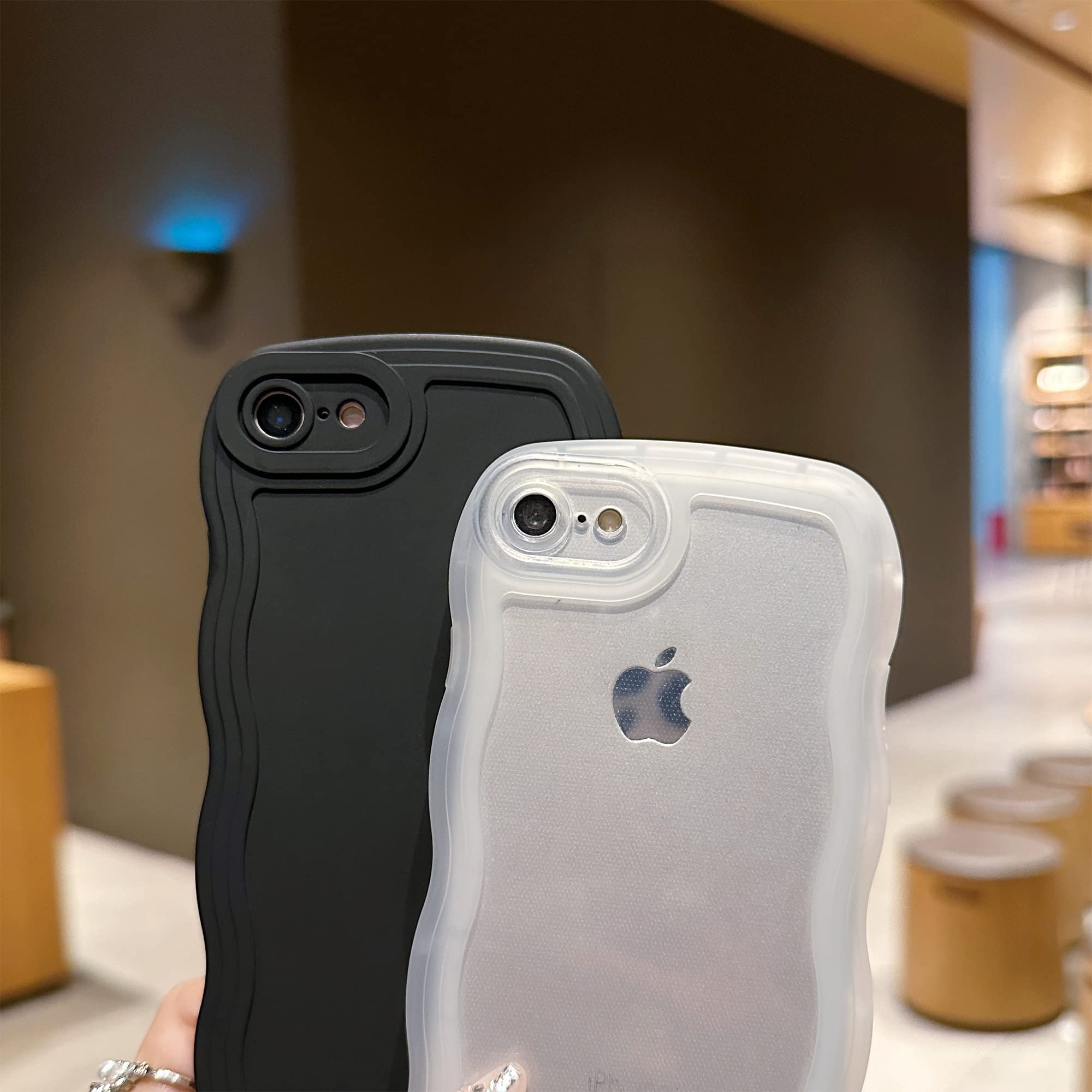 Skylmw Compatible With Iphone Se/7/8 Case 4.7'', Cute Kawaii Curly Wave Frame Shape Soft Silicone Shockproof Protective Phone Co