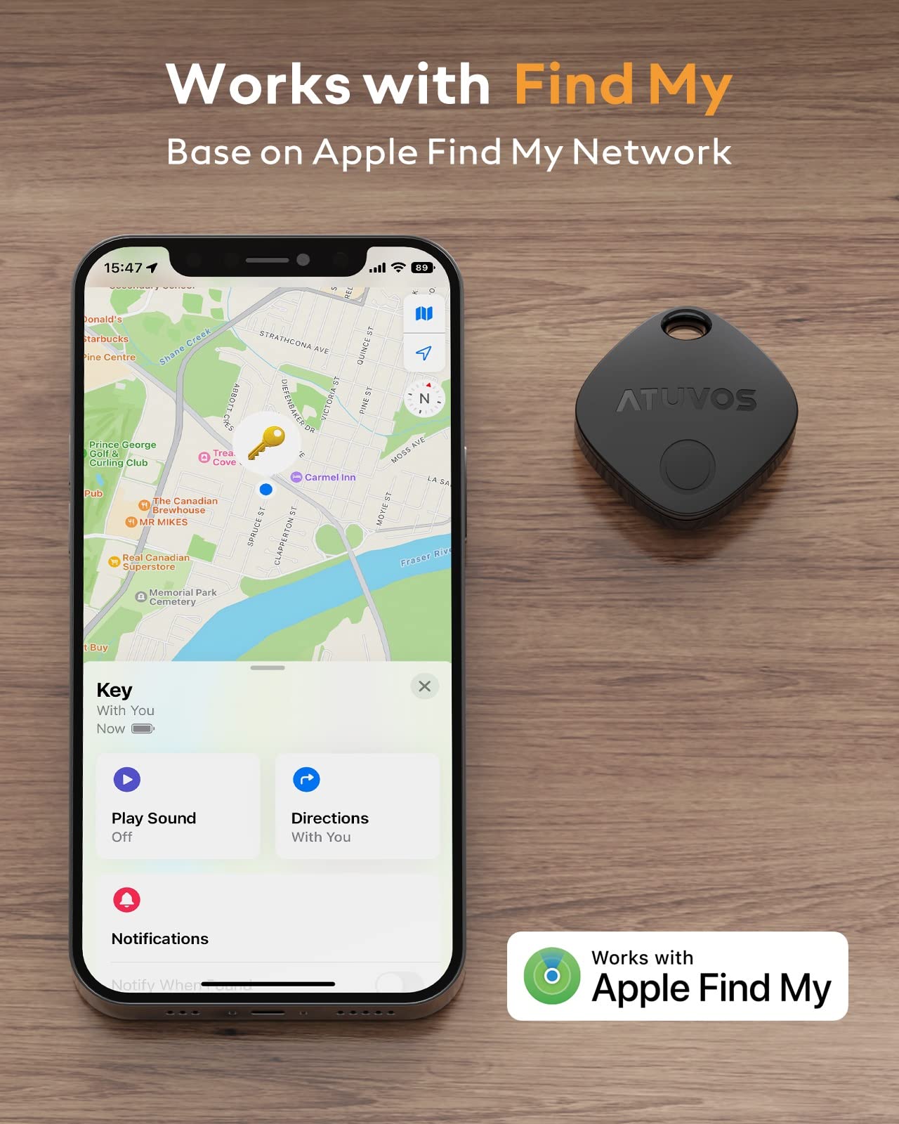 Atuvos Air Tags 2 Pack, Bluetooth Luggage Tracker Works With Apple Find My App (Ios Only, Not For Android), Keys Finder And Item Locator For Luggage, Backpack, Suitcases, Replaceable Battery (Black)