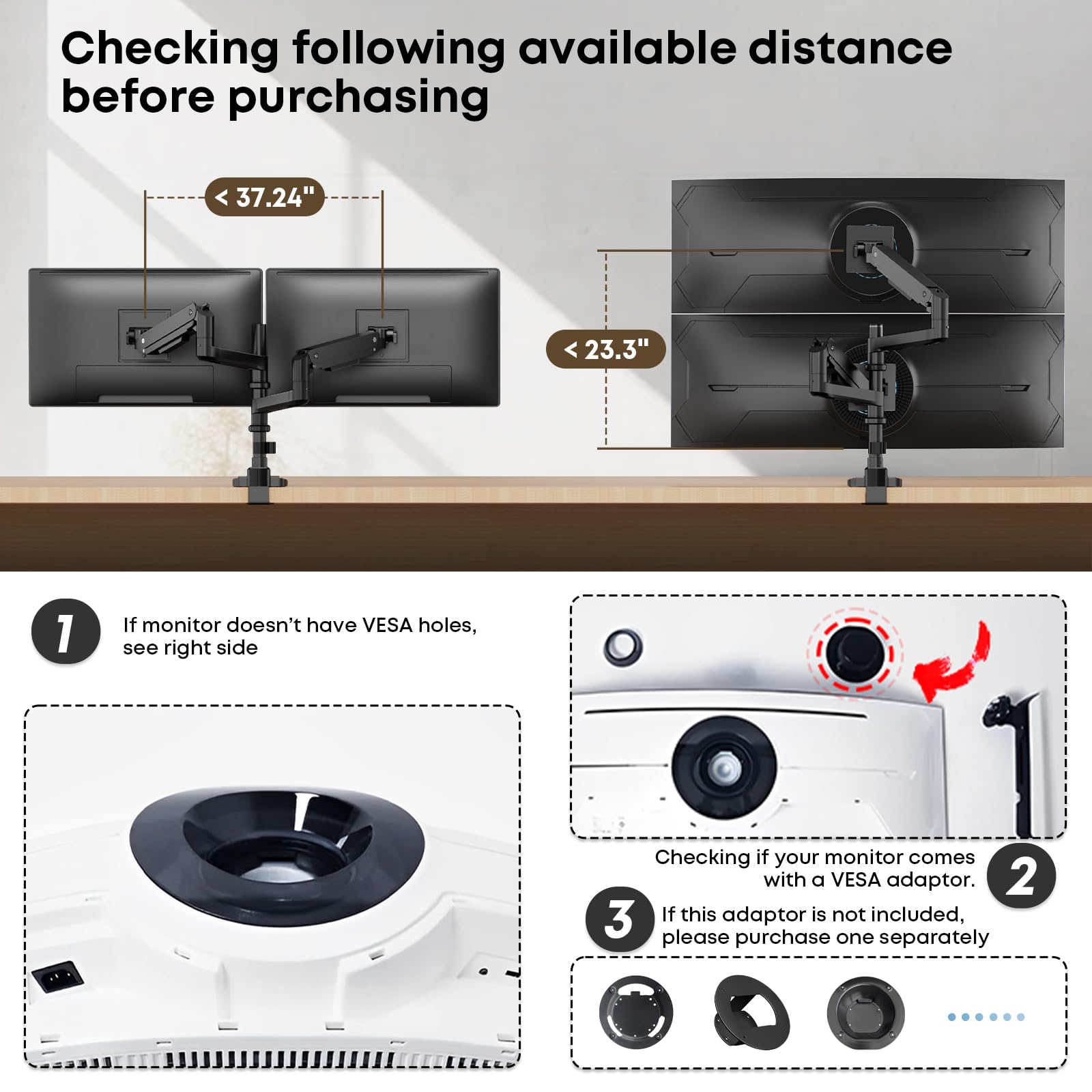 PUTORSEN 17 49 inch Premium Aluminum Heavy Duty Dual Monitor Arm for Ultrawide Screens up to 44lbs, Vertical Stacked Dual Monitor Desk Mount, Full Motion Dual Vertical Monitor Mount, VESA 75/100,Black