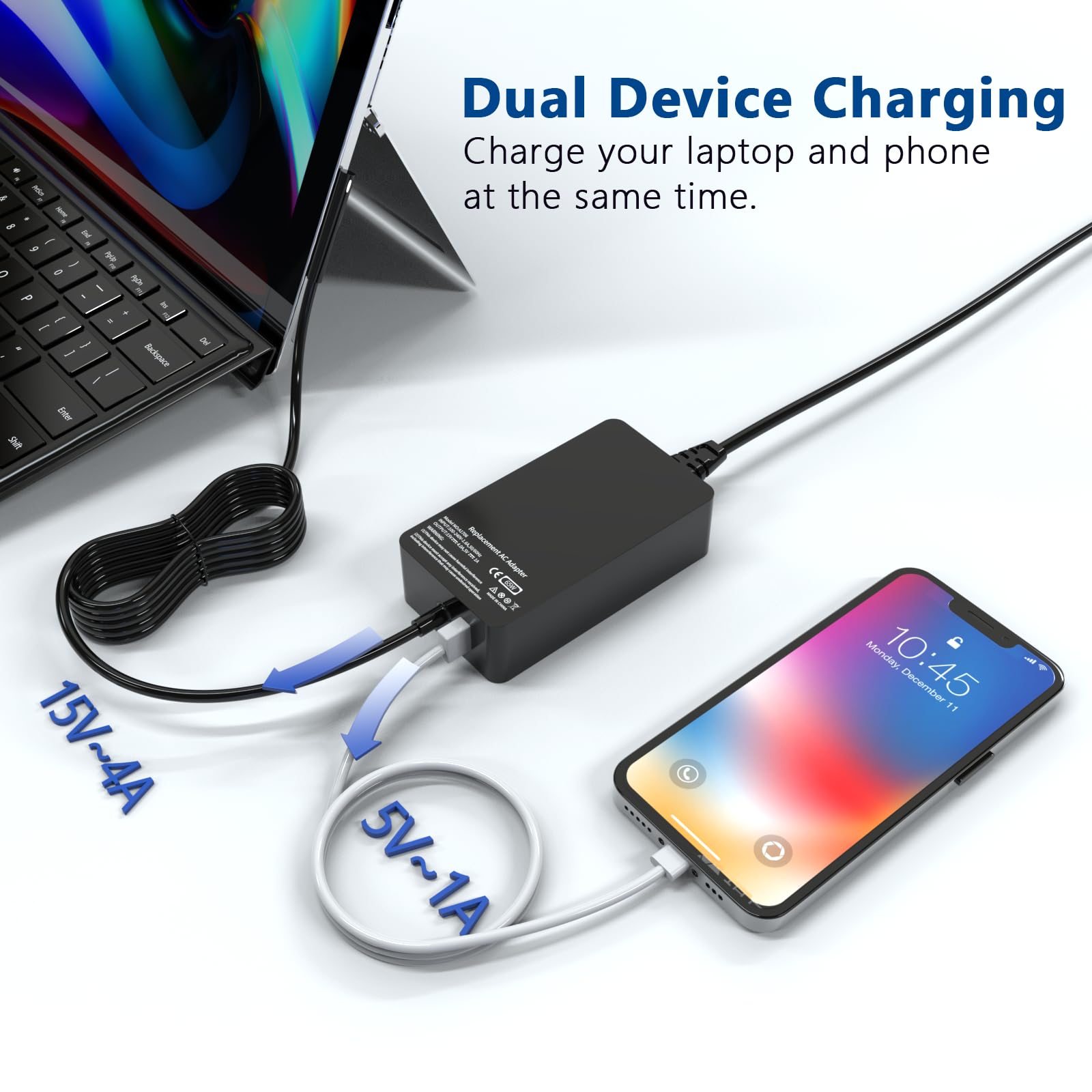 Surface Pro Charger 65W Fit For Microsoft Surface Charger, Surface Pro 10,9,8,7,6,5,4,3,X, Windows Surface Laptop 6,5,4,3,2,1,Su