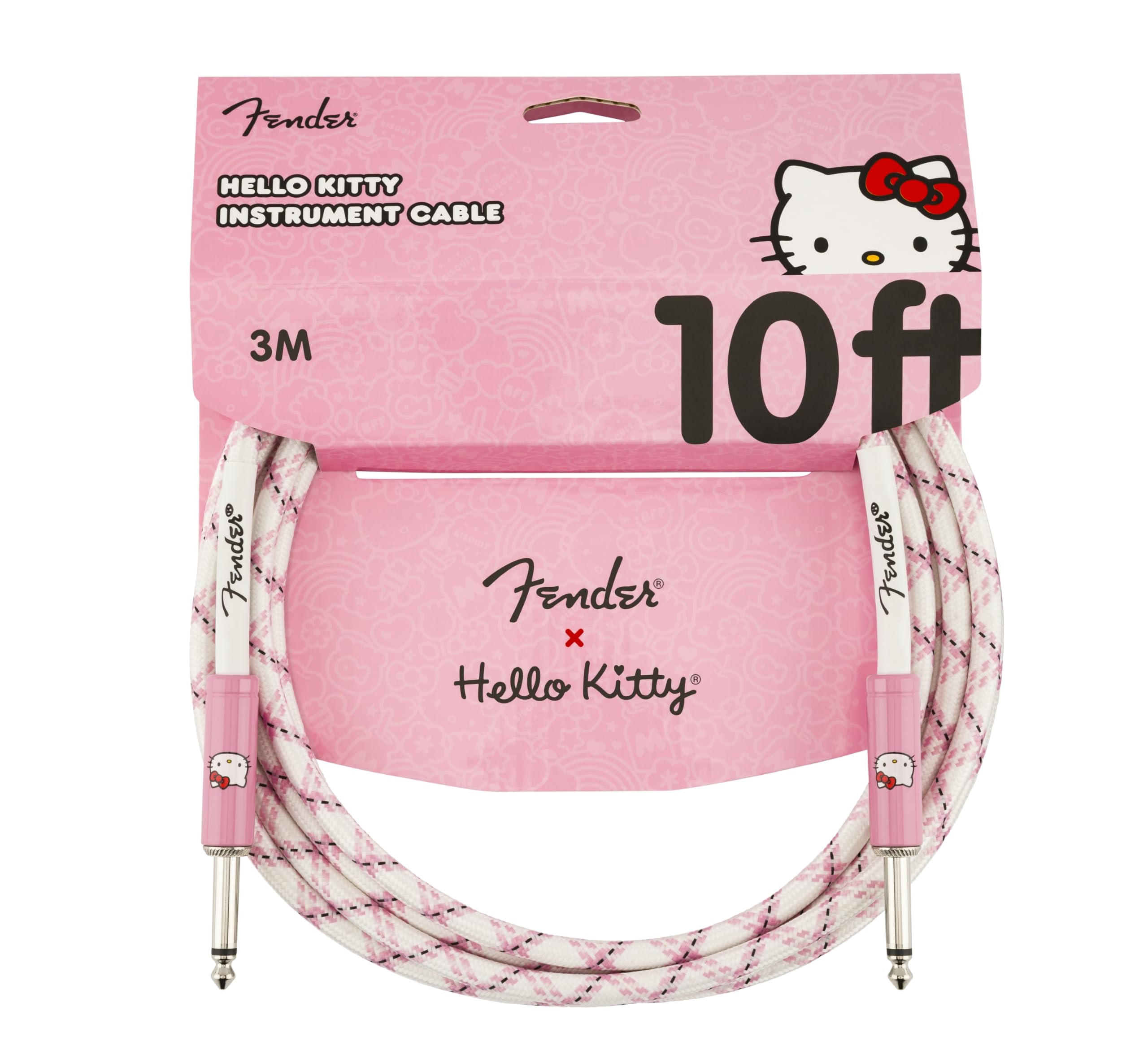 Fender x Hello Kitty White/Pink Woven Cable, 10