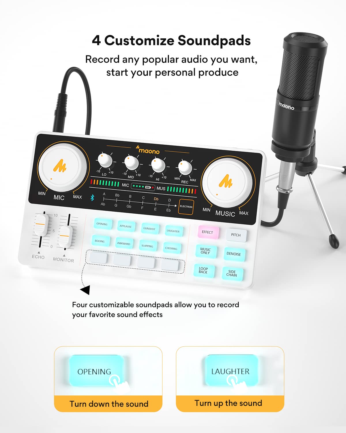 Maono Podcast Equipment Bundle Audio Mixer All In One Podcast Production Studio With 3.5Mm Microphone For Live Streaming, Podcas