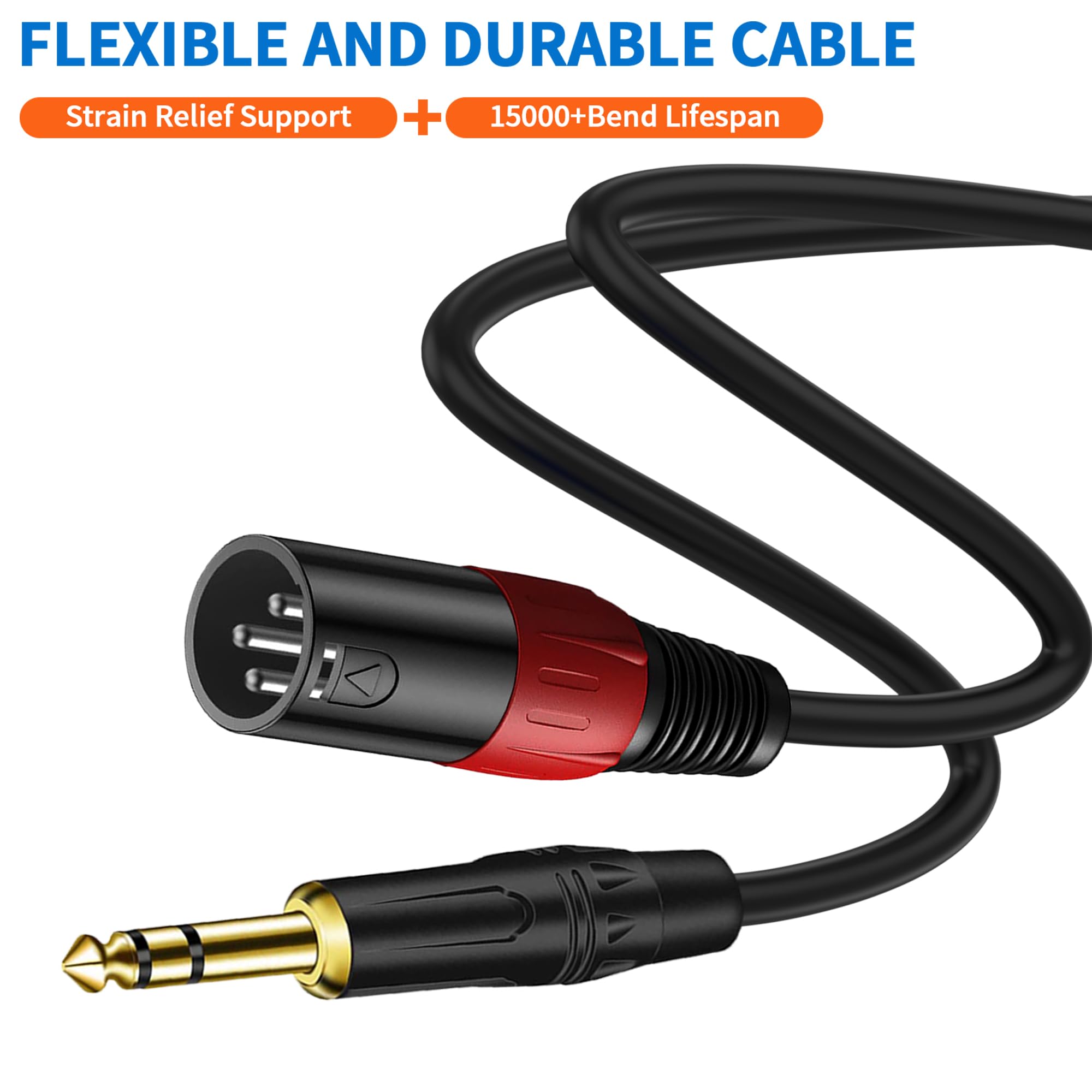 Lansensu Xlr To 1/4 Trs Stereo Adapter,Xlr Male To 1/4 Inch (6.35Mm) Stereo Balanced Microphone Stereo Audio Converter Adapterca