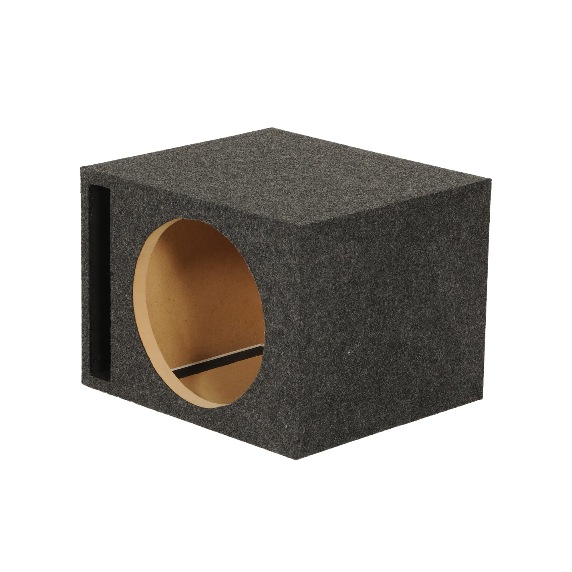 Q Power 10 Inch Single Vented Car Subwoofer Enclosure Box QHD110V Charcoal Gray MDF