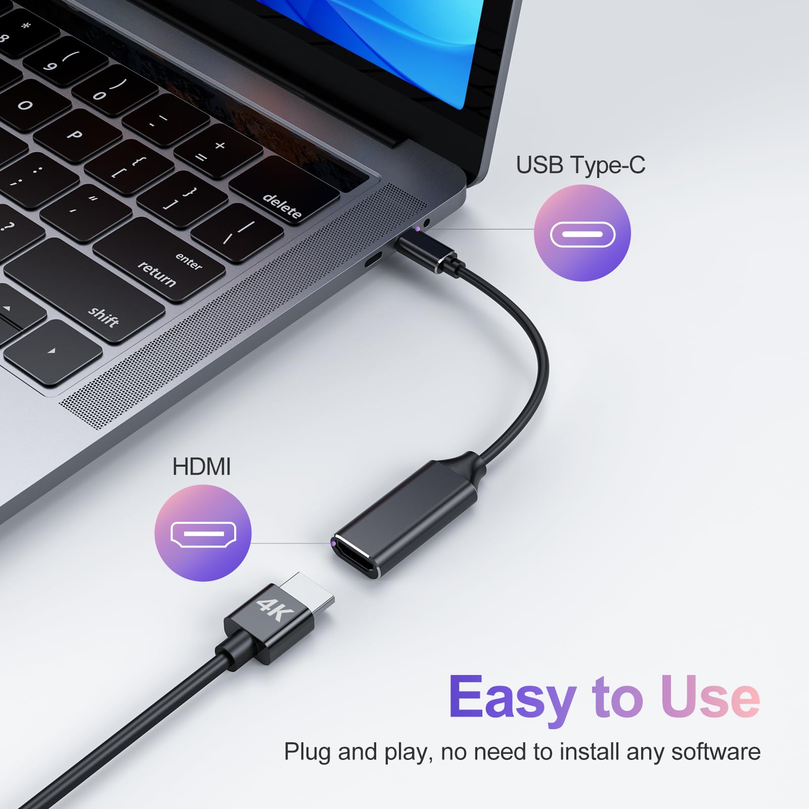 Raycue Usb C To Hdmi Adapter 4K, Usb Type C To Hdmi Adapter [Thunderbolt 3/4 Compatible] With Iphone 15 Pro/Max, Macbook Pro/Air