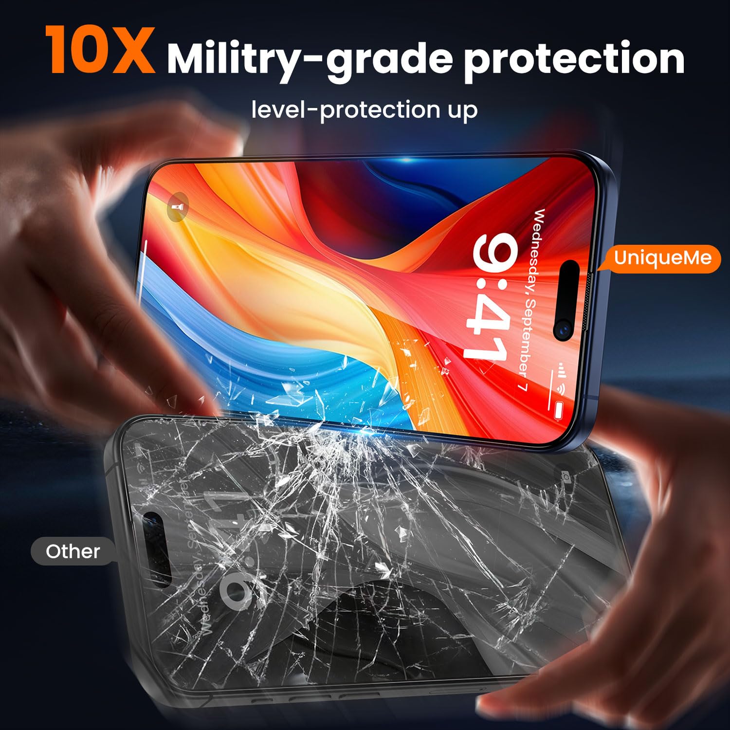 Uniqueme For Iphone 15 Pro Max Privacy Screen Protector   [Military Grade Shatterproof & 9H+ Hardness] Screen Protector 15 Pro M