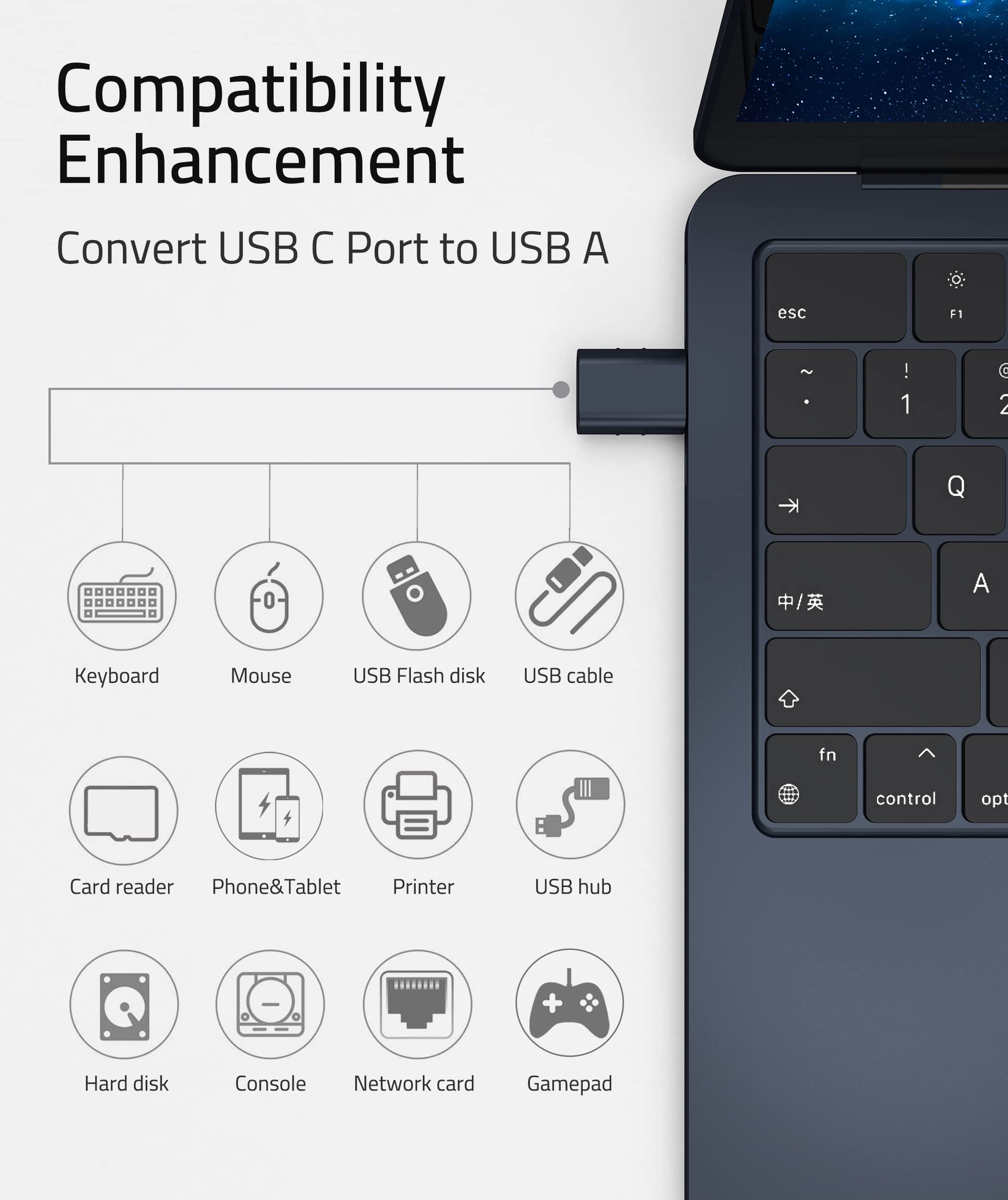 Syntech Usb C To Usb Adapter Pack Of 2 Usb C Male To Usb3 Female Adapter Compatible With Iphone 15 Pro Max Macbook Pro Air 2023