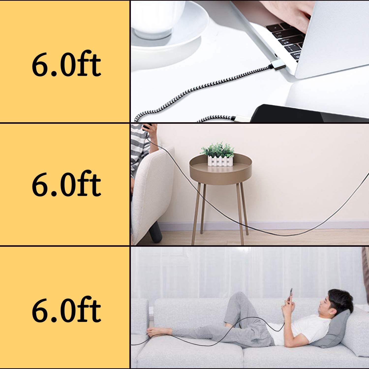 Qqlike Usb Type C Cable, 5 Pack (6Ft) Nylon Braided Usb C Cables 3A Fast Charging Charger For Samsung Galaxy S9/S8 Note8/9 20 10