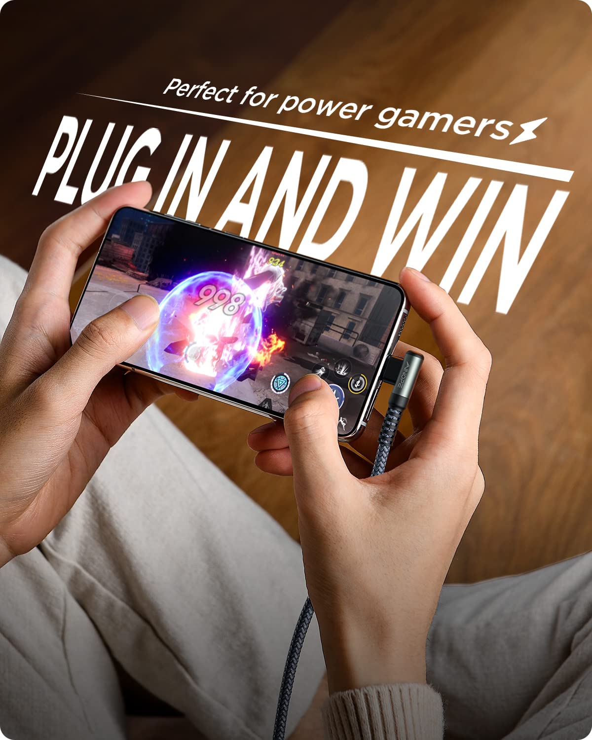 Ainope 3.3Ft Usb C Cable 3.1A Fast Charge, Right Angle Usbc Charge Cable, Resistant Nylon Braided Usb Type C Cable Compatible Ga