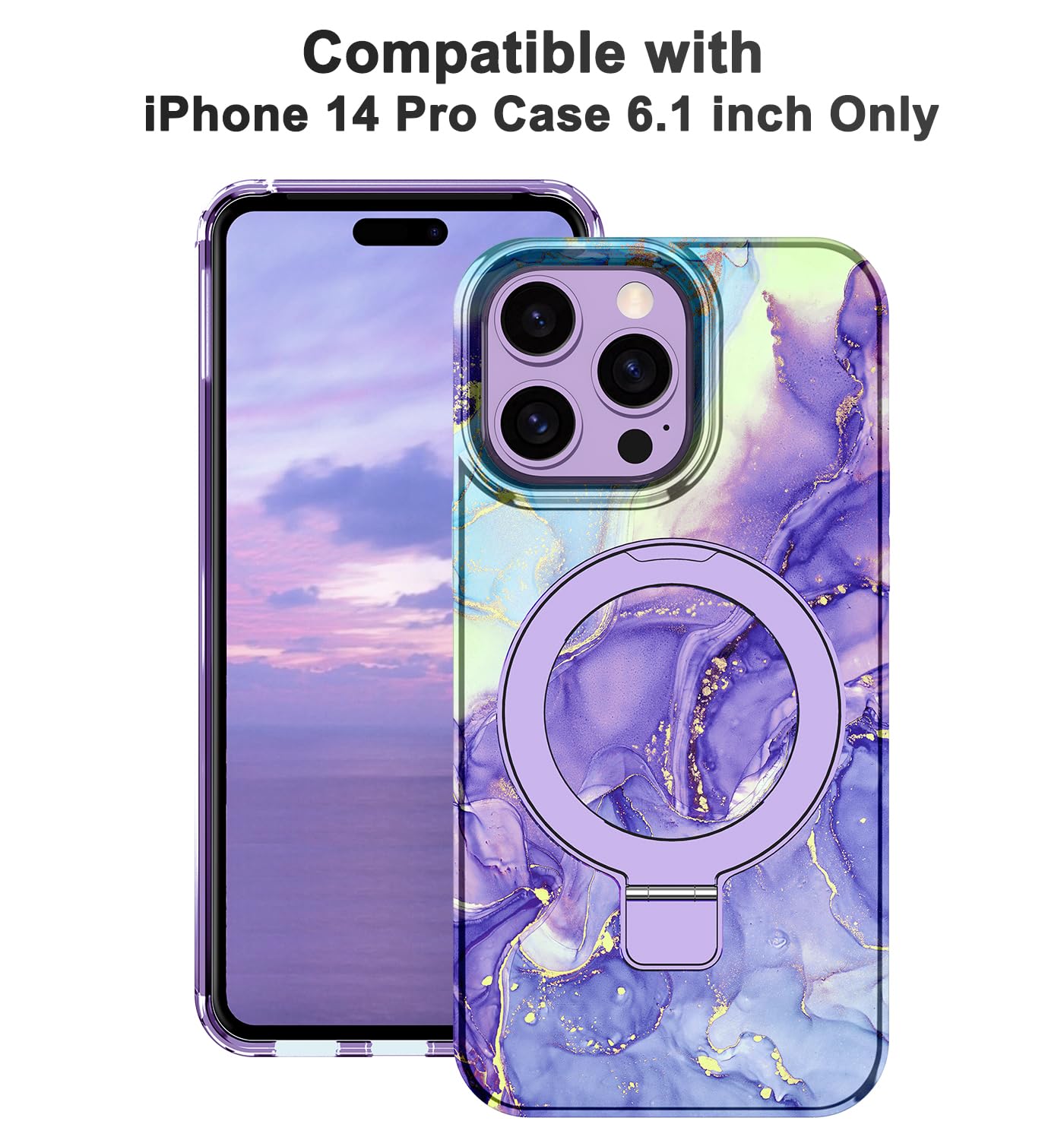 Lamcase For Iphone 14 Pro Case With Magnetic Invisible Ring Stand [Compatible With Magsafe], Full Body Rugged Slim Women Men Gir