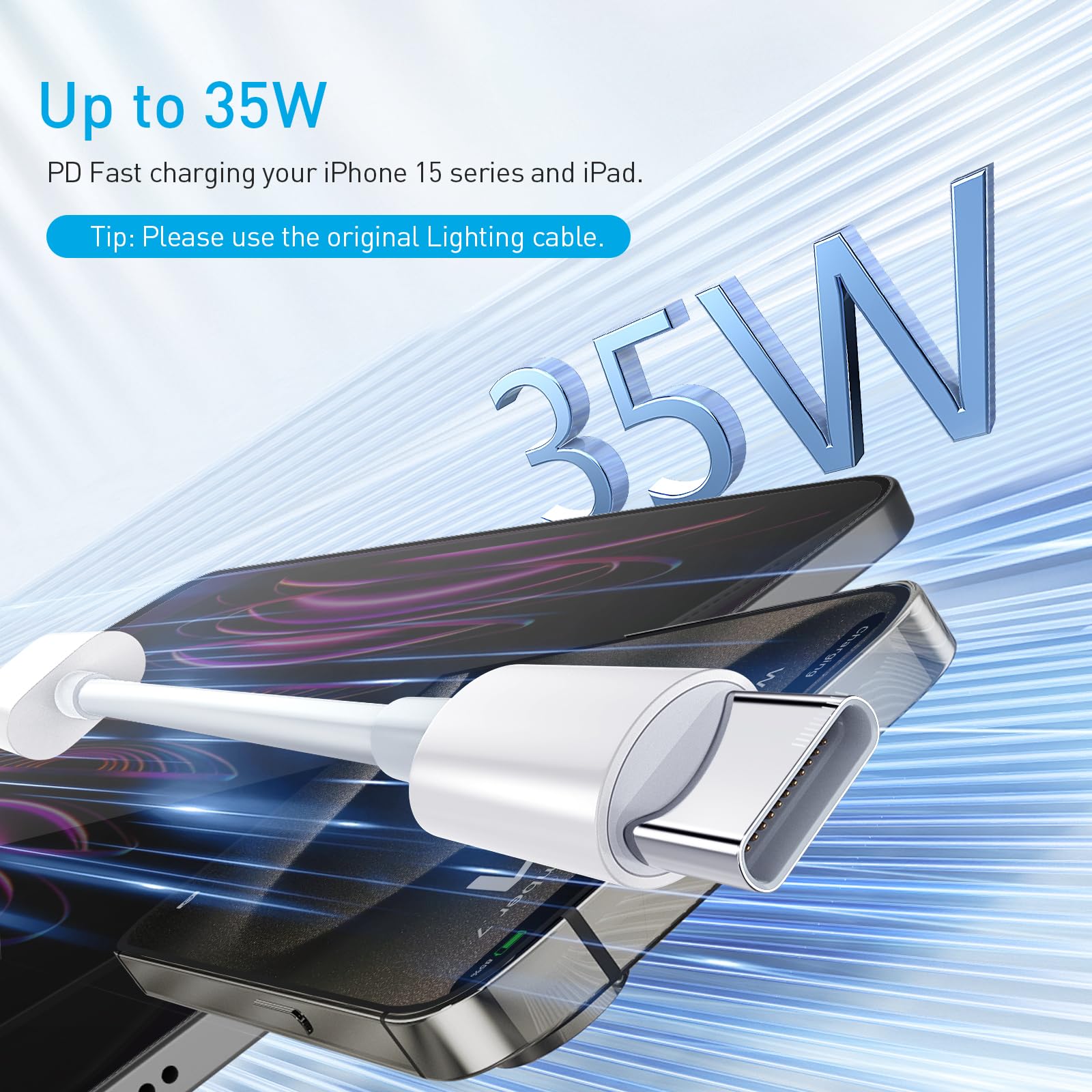 Timovo Usb C To Lightning Adapter For Apple Iphone 15 Pro Max/15 Pro/15 Plus, 2 Pack Charger Connector Cable Supporting Pd 35W &