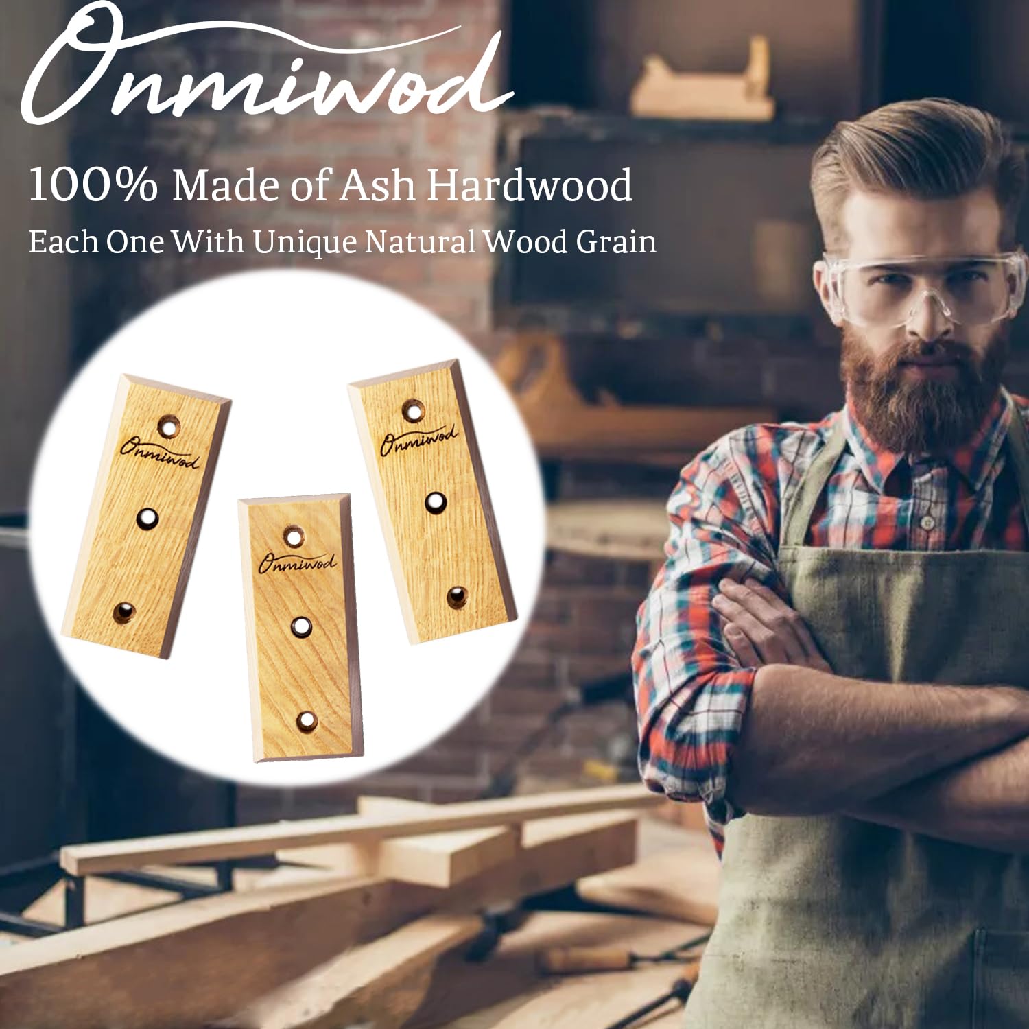 Onmiwod Guitar Wall Mount 3 Pack, Ash Hardwood Guitar Hanger, U Shaped Guitar Wall Hanger Mount, Guitar Holder Hook Stand Wall F