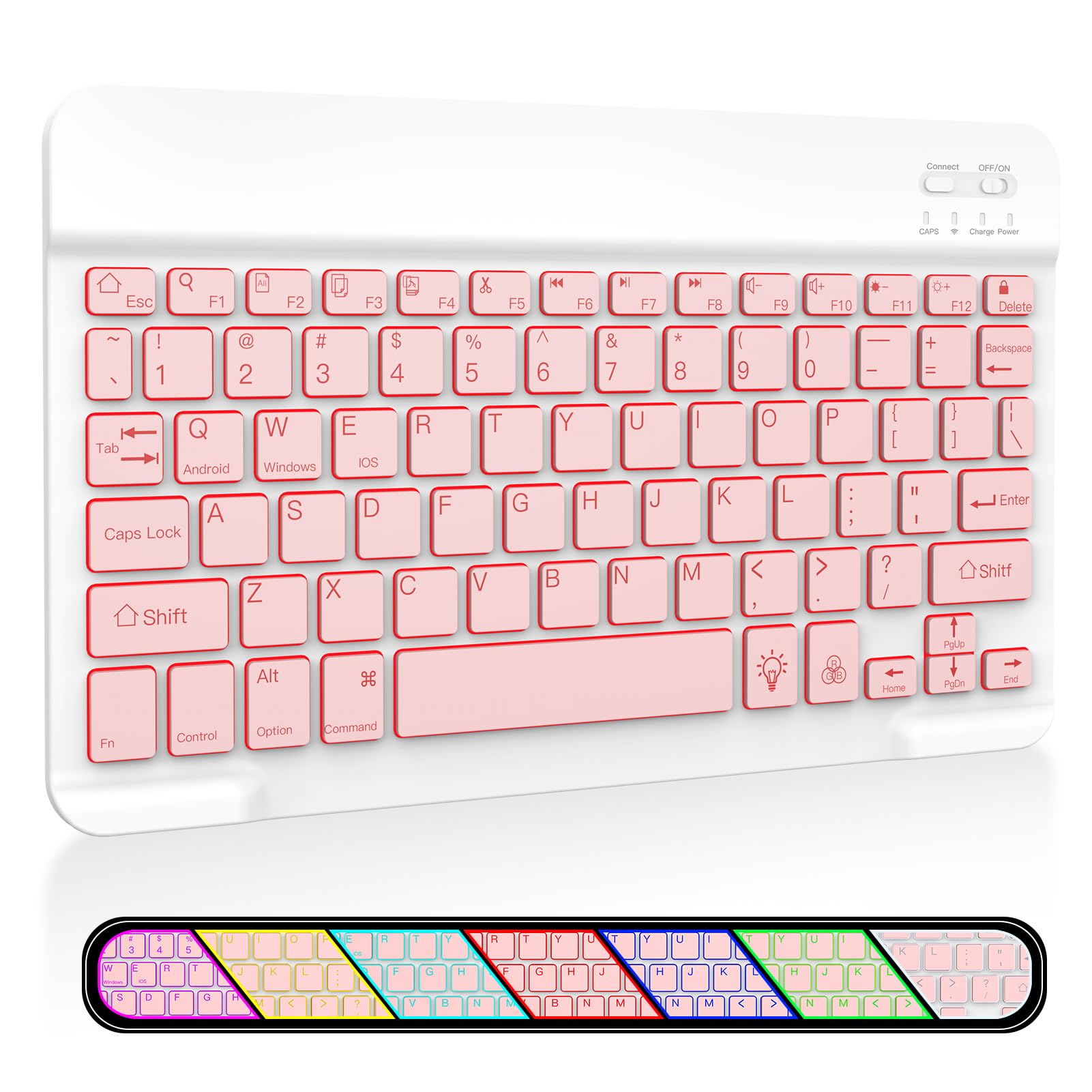 Xiwmix Ultra Slim Wireless Bluetooth Keyboard 7 Colors Backlit Universal Rechargeable Portable Keyboard For Ipad Pro/Air/Mini/Ip