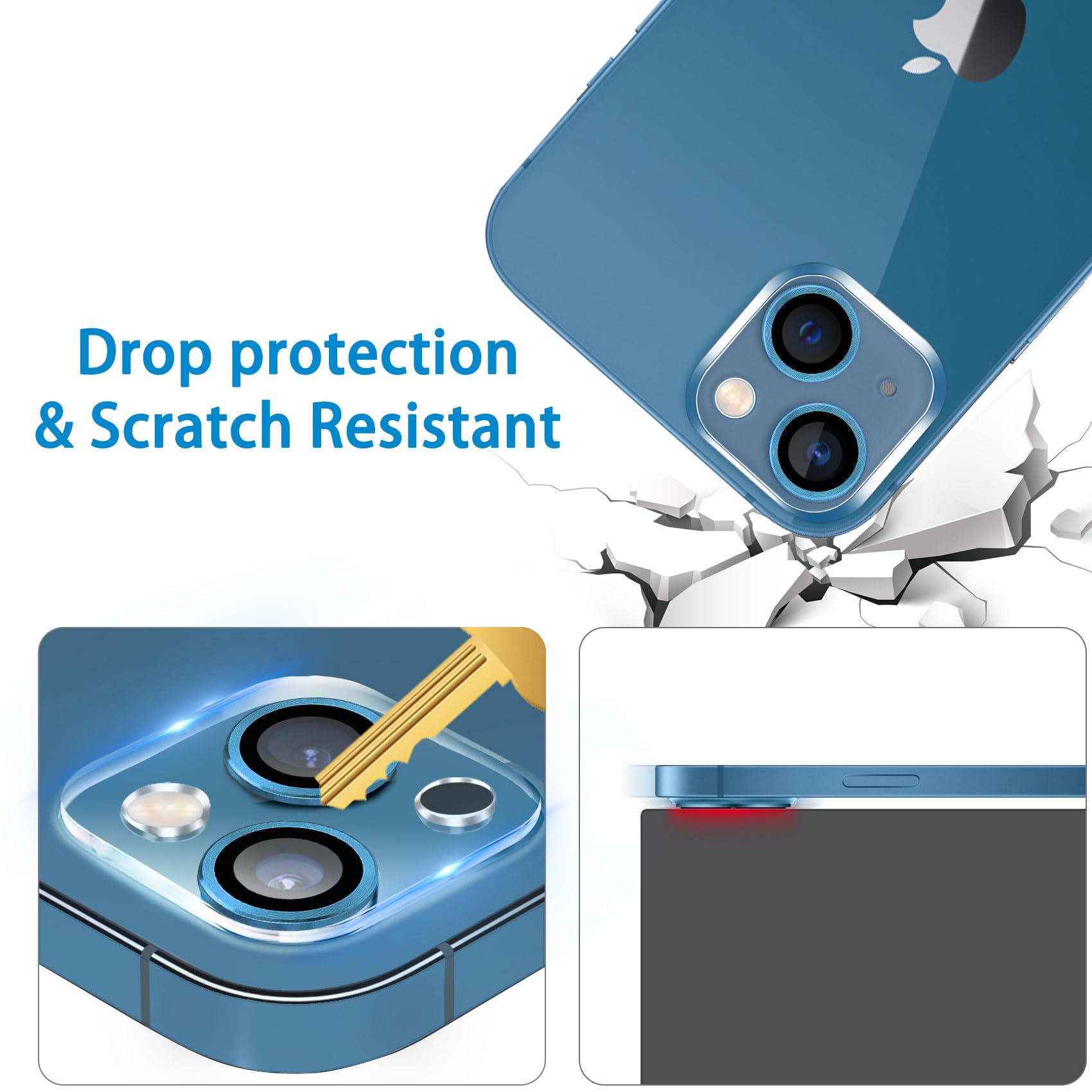 Dengduoduo ?3 Pack? Tempered Glass Camera Lens Protector For Iphone 13 6.1'' & Iphone 13 Mini 5.4'', Ultra Hd, 9H Hardness, Anti