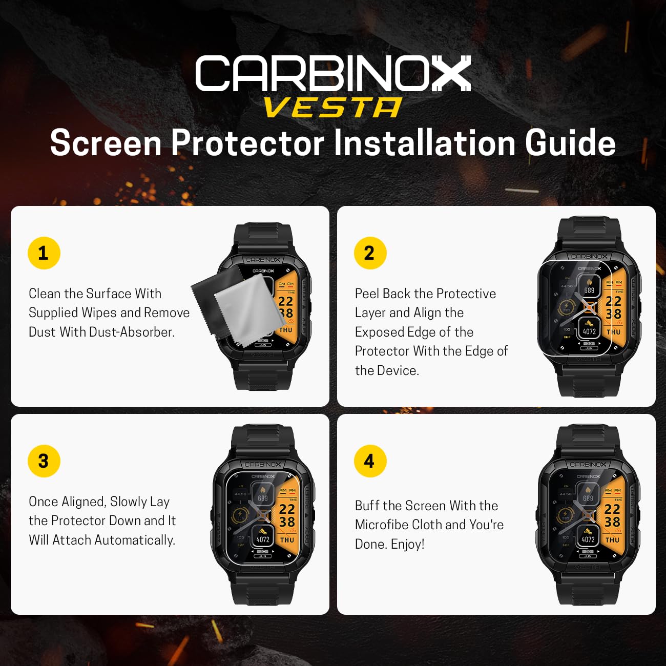 Carbinox Tempered Glass Screen Protector Compatible For Vesta Smart Watch - High Transparency, Anti Scratch, High Sensitivity, B