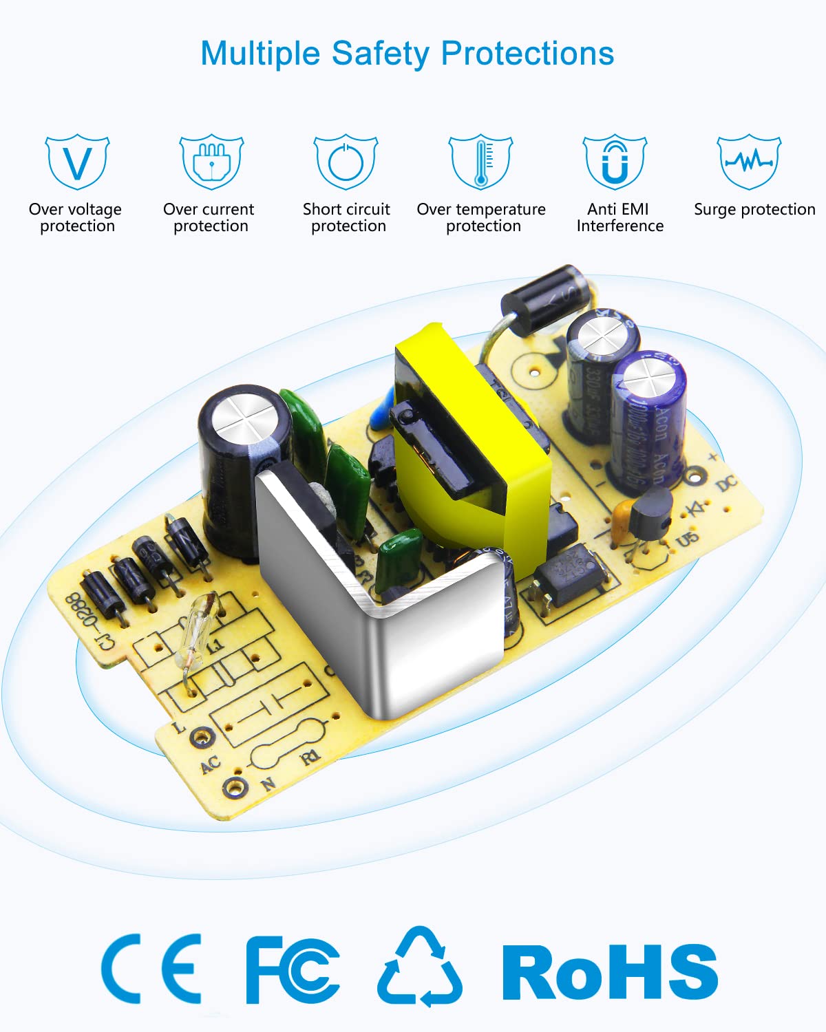 Alitove 24V Power Supply 2.7A 65W Ac To Dc Adaper 24 Volt Transformer Converter 4.92Ft Power Cord With 5.5X 2.5Mm Tip For Dc24V