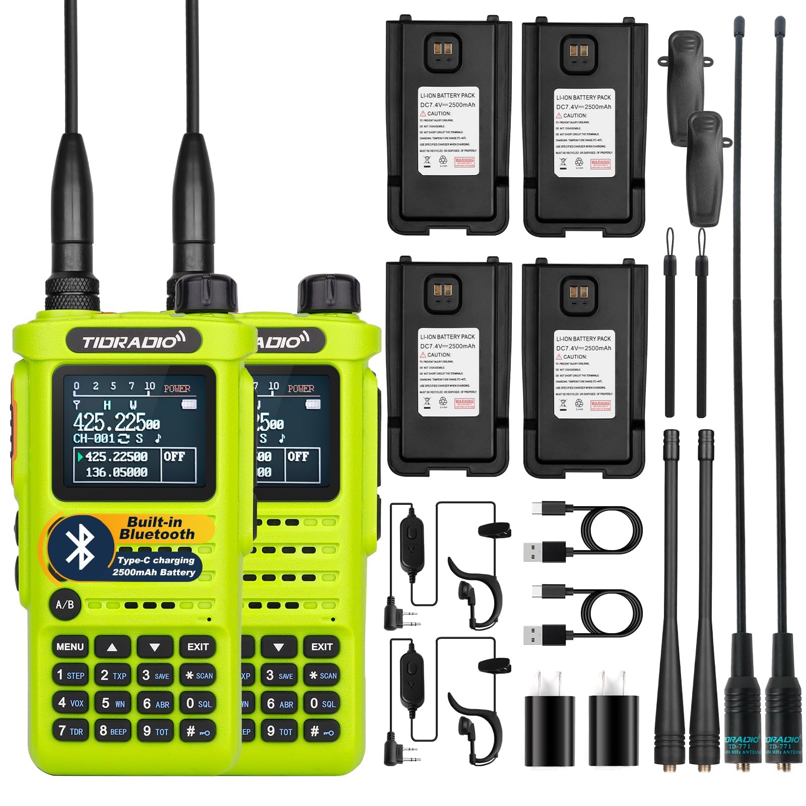 (2Nd Gen) Tidradio H8 Gmrs Handheld Radio With Bluetooth Programming Repeater Capable Dual Band Long Range Two Way Radios With 4
