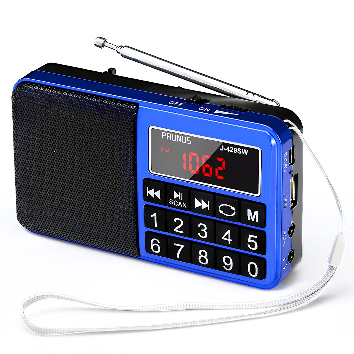 Prunus 429 Small Radio, Pocket Radio, Am Fm Radio Usb Charging, Large Button, Neodymium Speaker, Auto Save, Usb Flash Drive, Sd