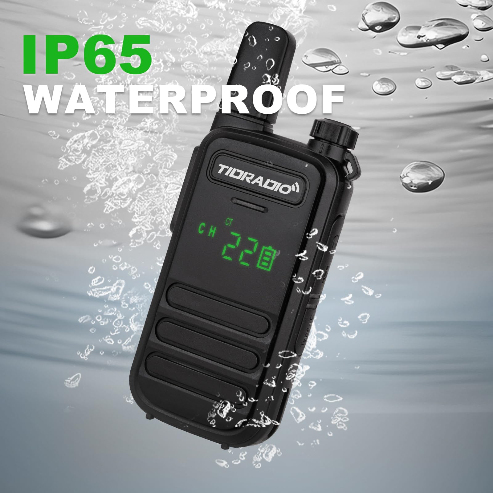 Tidradio Td M11 Two Way Radio,Ip65 Waterproof Walkie Talkies With Led Display,Noaa Weather Handheld Frs Radio Long Range For Ind