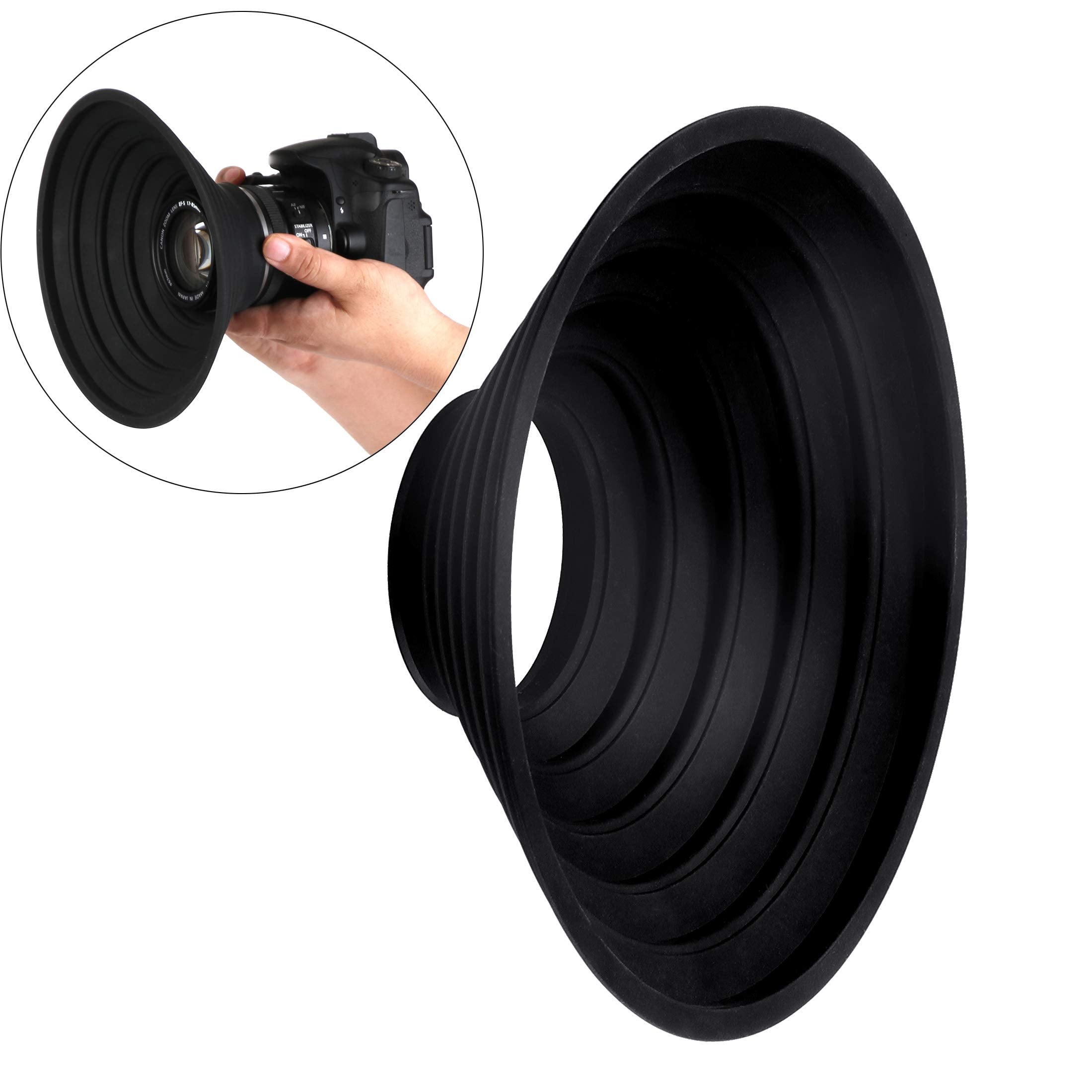 Stseetop Camera Lens Hood, Collapsible Reversible Filter Thread Rubber Digital Lens Hood Dslr Lens Cap Shade
