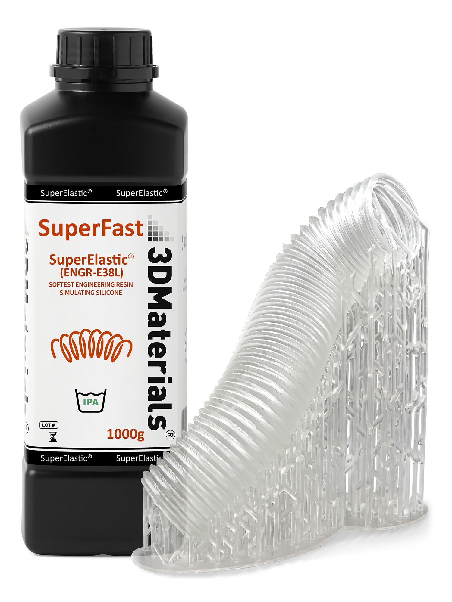 Superelastic 3D Printer Resin, Softness 60A Simulating Soft Silicone, Made In Korea By 3Dmaterials (1000G, Clear)