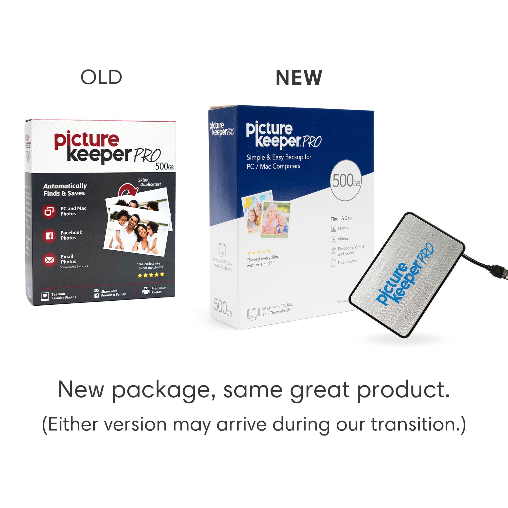 Picture Keeper Pro Connect Photo & Video External Hard Drive For Mac And Pc Computers, 500Gb Usb Flash Drive