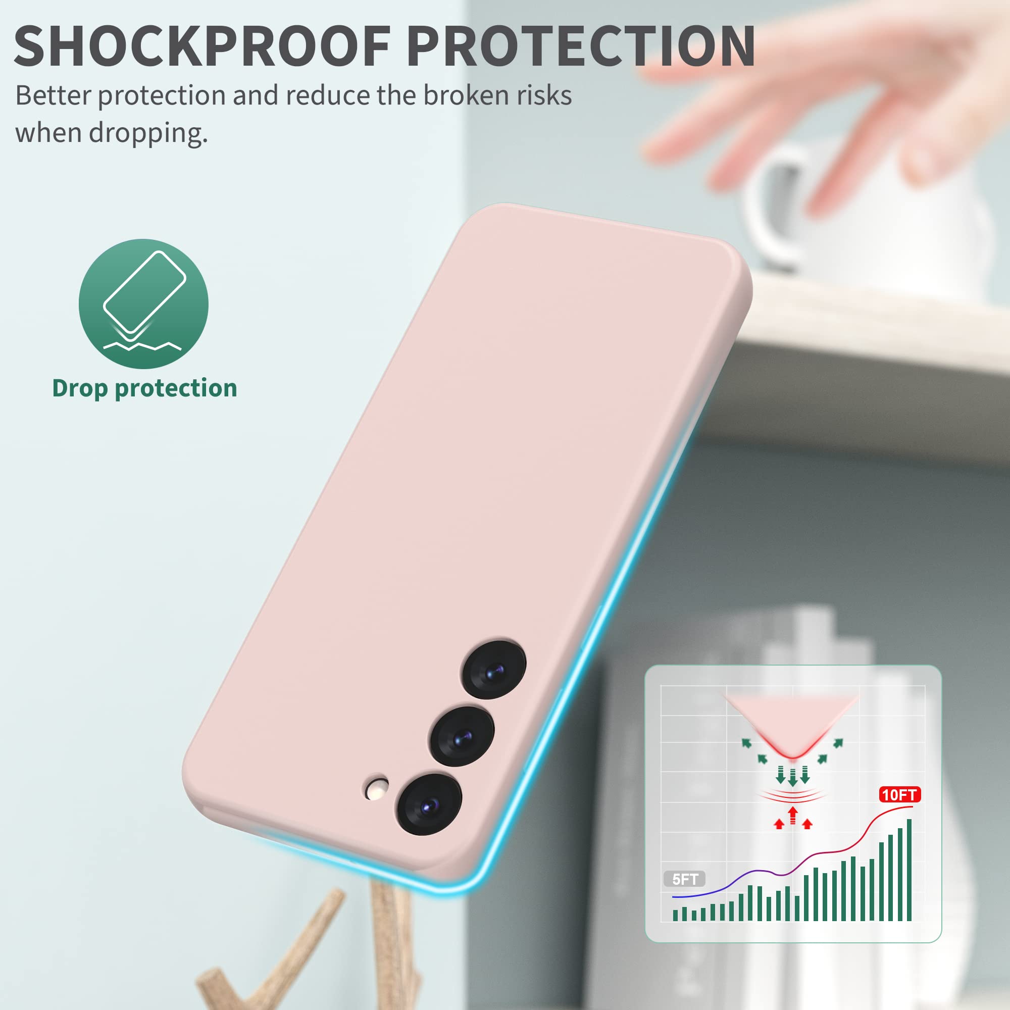 SURPHY Galaxy S23 Plus Phone Case with Camera Protection Liquid Silicone Pink Sand 6.6 inches