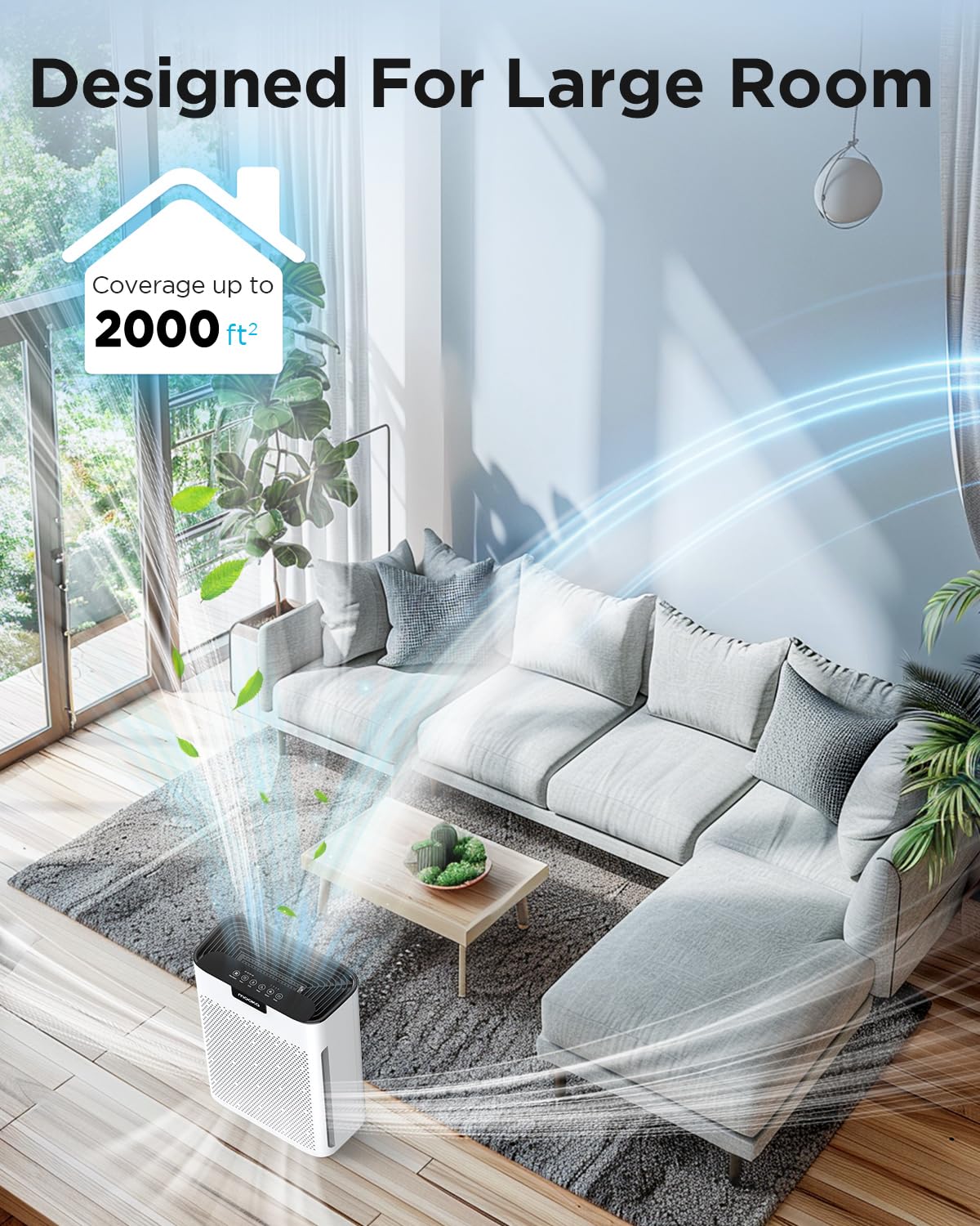 Air Purifiers For Home Large Room 2000 Ft With Washable Filters, Fragrance Sponge, Mooka H13 Hepa Filter Pet Air Purifier For Be