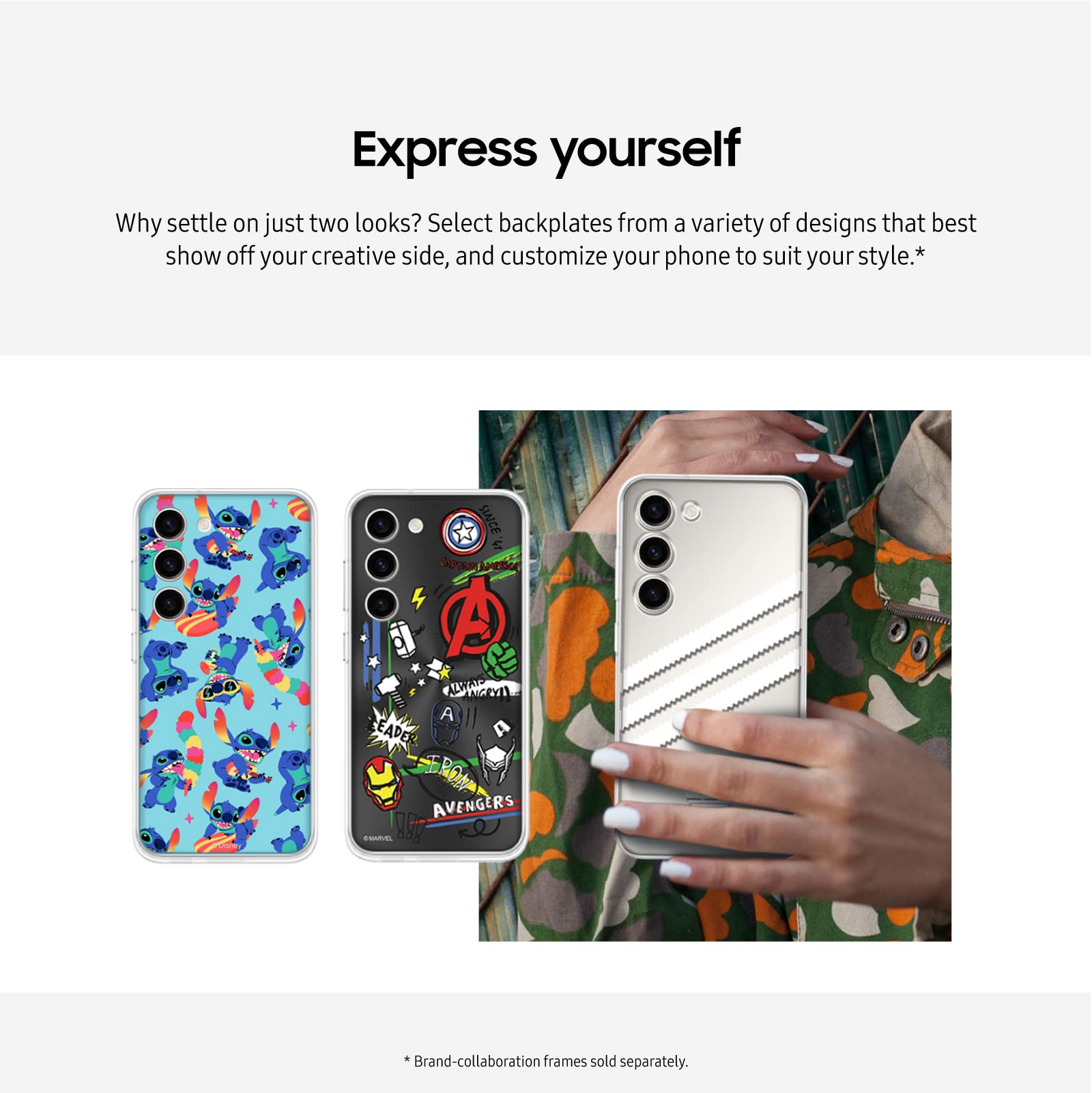 Samsung Galaxy S23 Frame Phone Case, Dual Look Protective Cover W/ 2 Interchangeable Blackplates Including Clear And Card Slot H