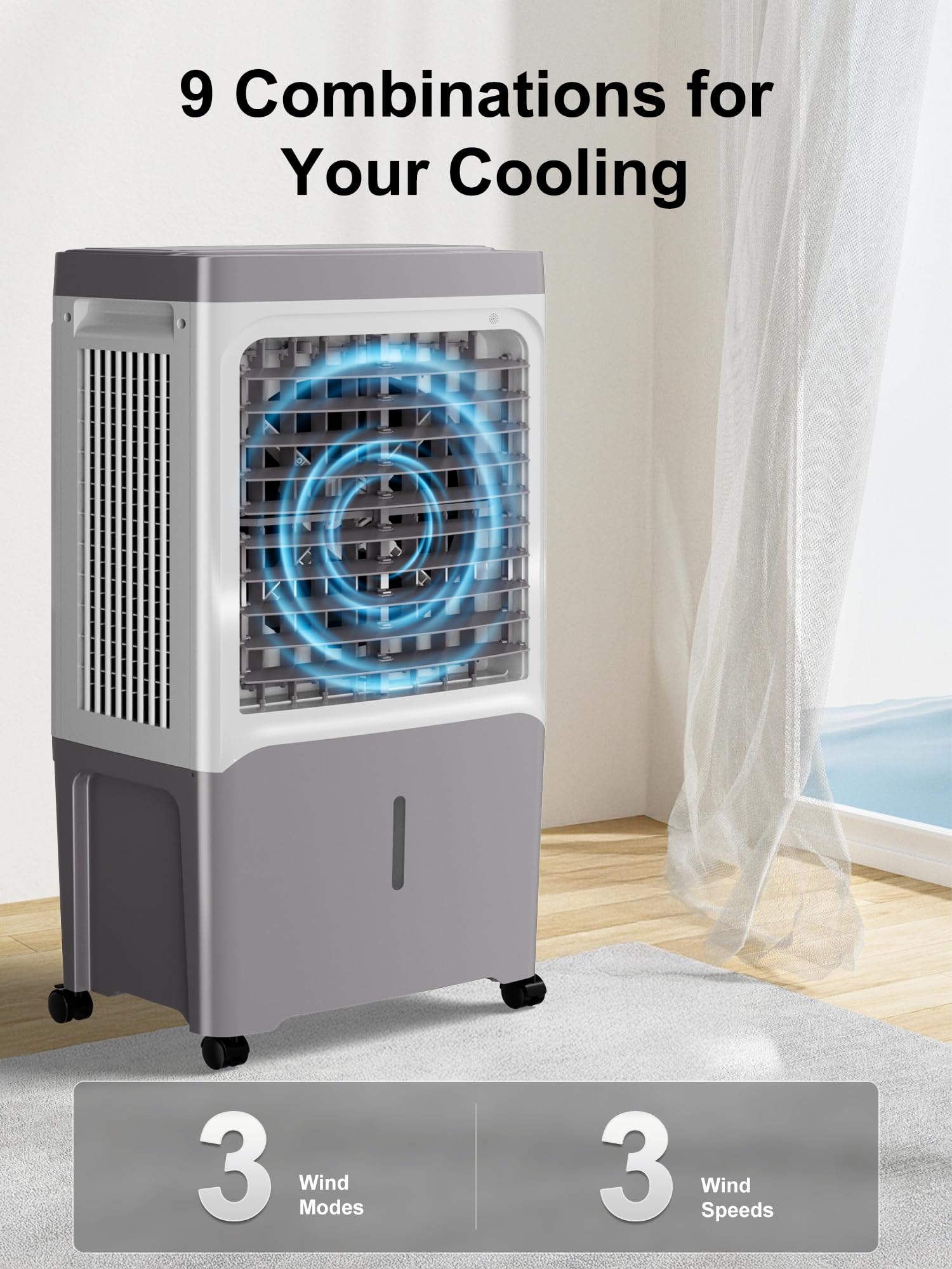 Uthfy Swamp Cooler, 2800 Cfm Evaporative Air Cooler With 7 Gal Water Tank, 4 Ice Packs, Remote, 12 H Timer, 120 Oscillation, Por