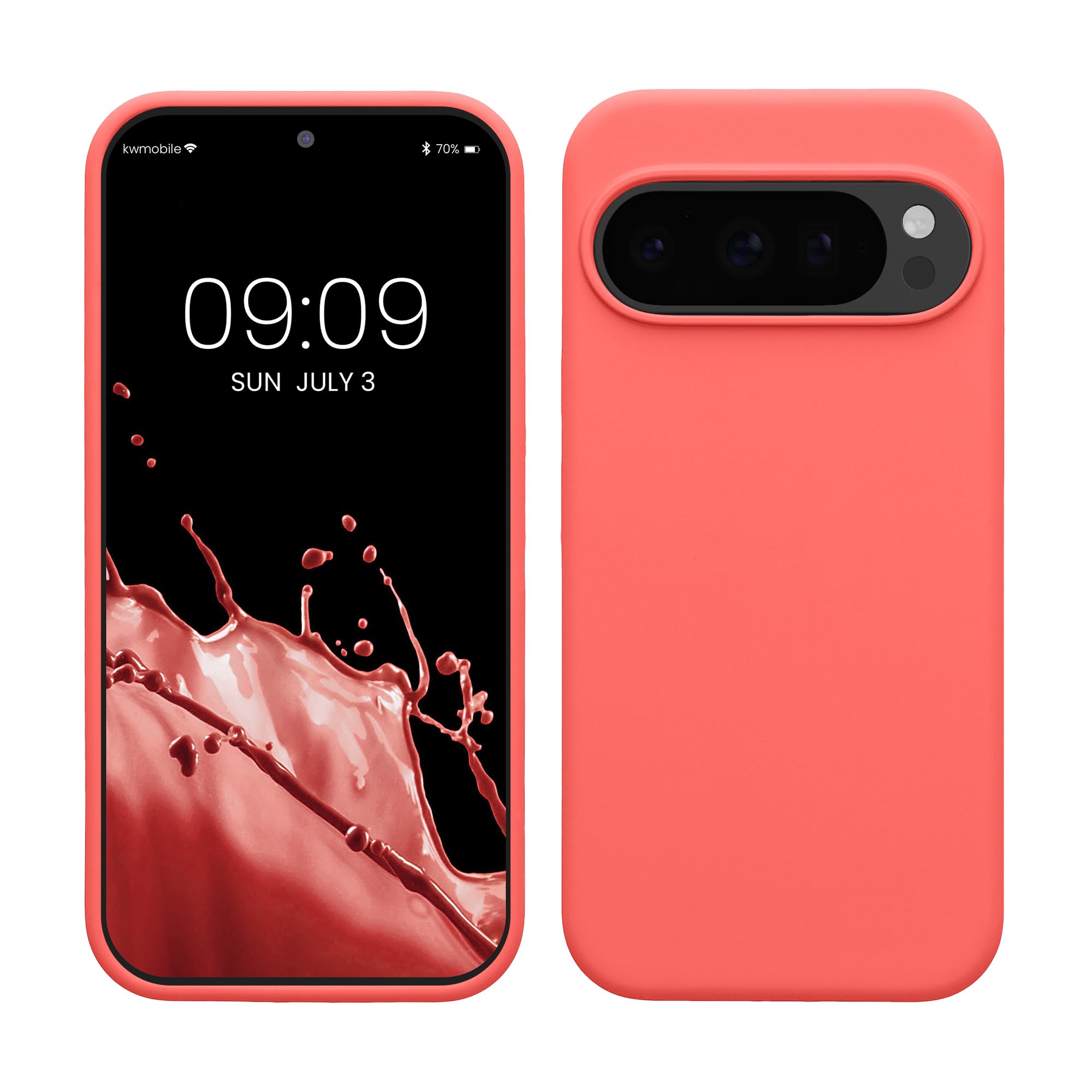 kwmobile Case Compatible with Google Pixel 10 / Pixel 10 Pro Case - TPU Silicone Phone Cover with Soft Finish - Neon Coral
