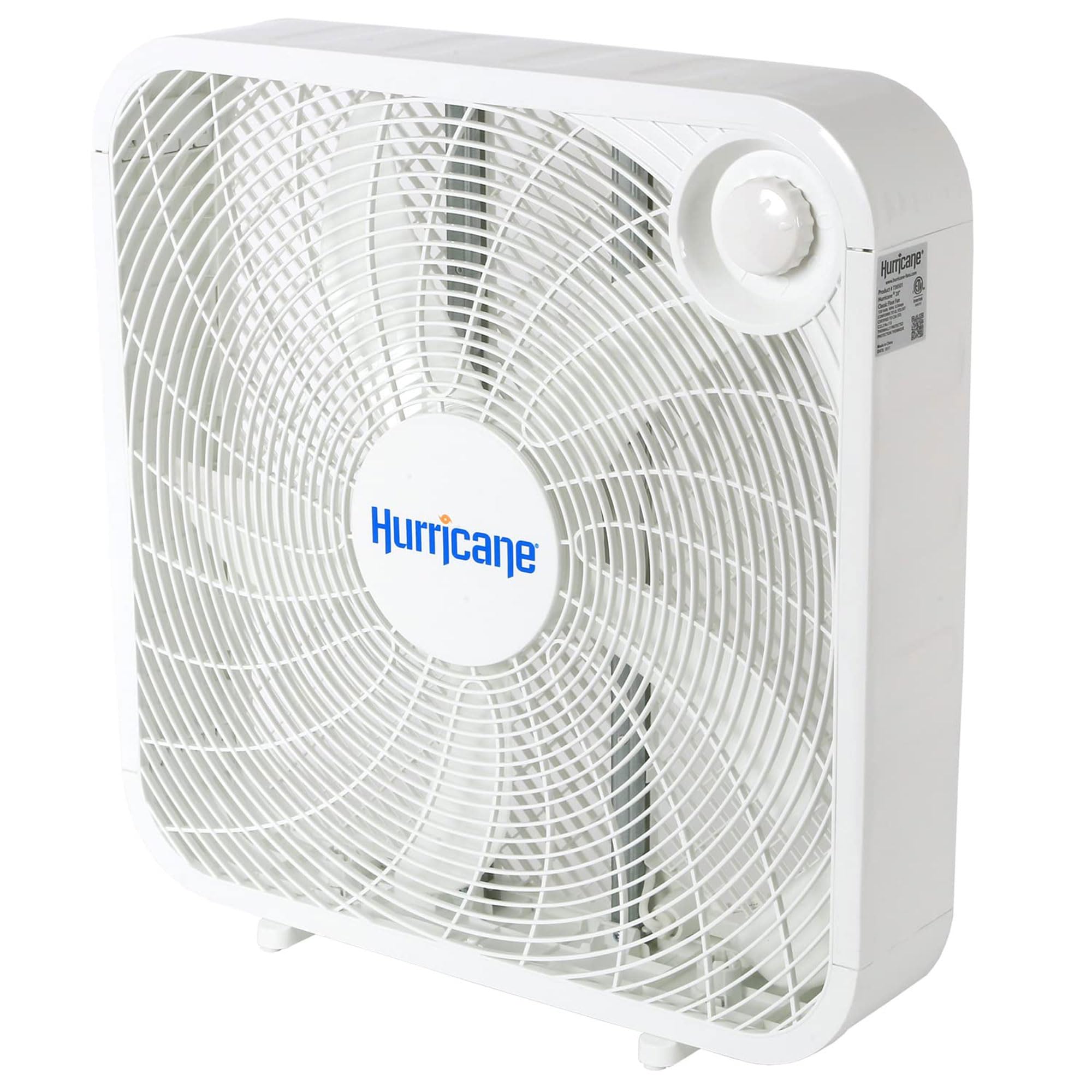 Hurricane Classic 20'' Floor Box Fan   Compact, Portable, Powerful, Quiet 3 Speed Cooling For Home, Greenhouse, Office, Gym, Gar