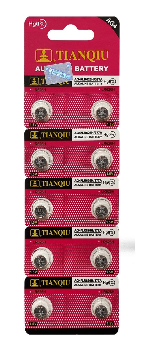 Tianqiu 10Pcs Ag4 Lr626 377 Sr626Sw Alkaline Battery