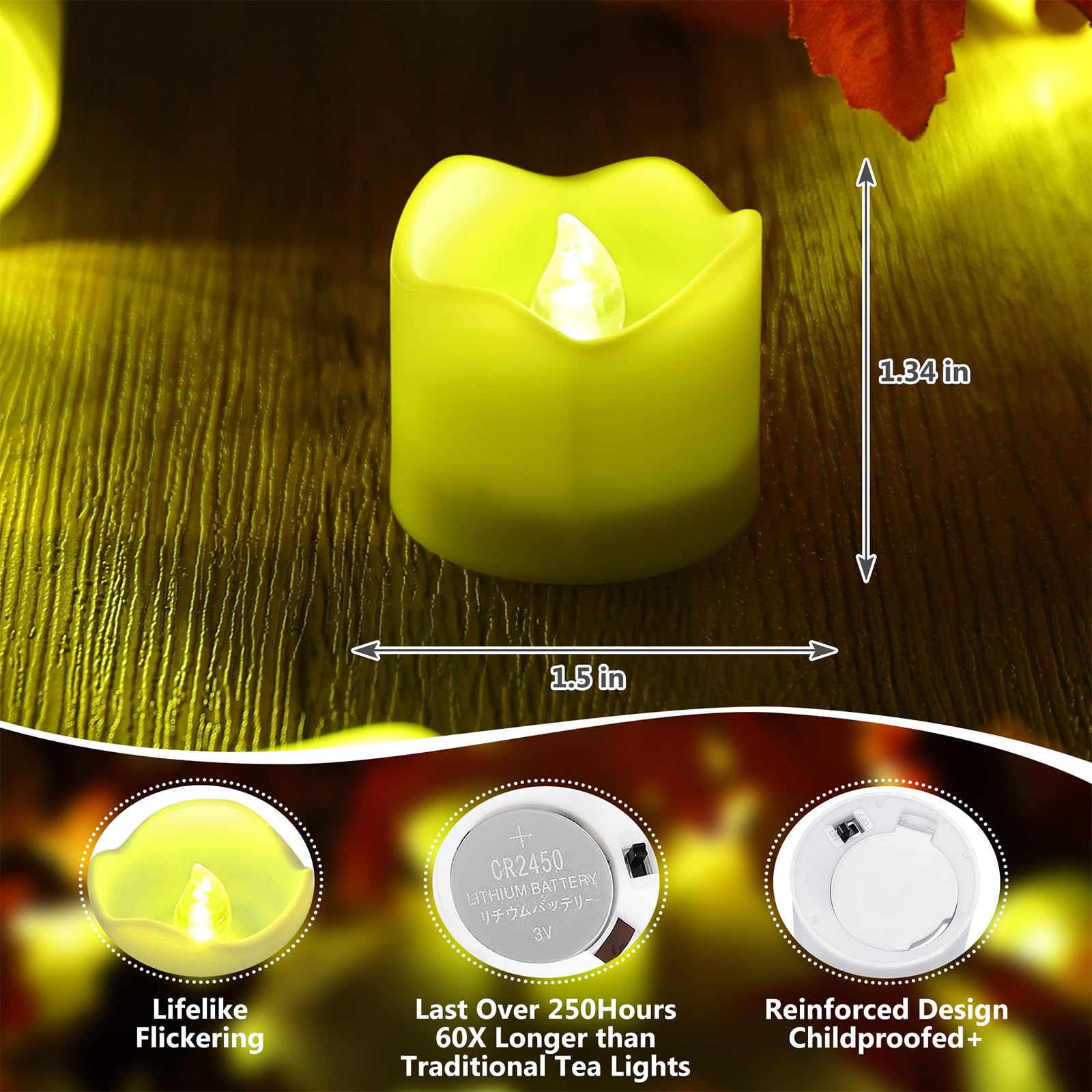 Topstone Remote Control Tealights With Timer,Cr2450 Battery Powered Flameless Candles, Electric Votive Candles,Decoration For Pa