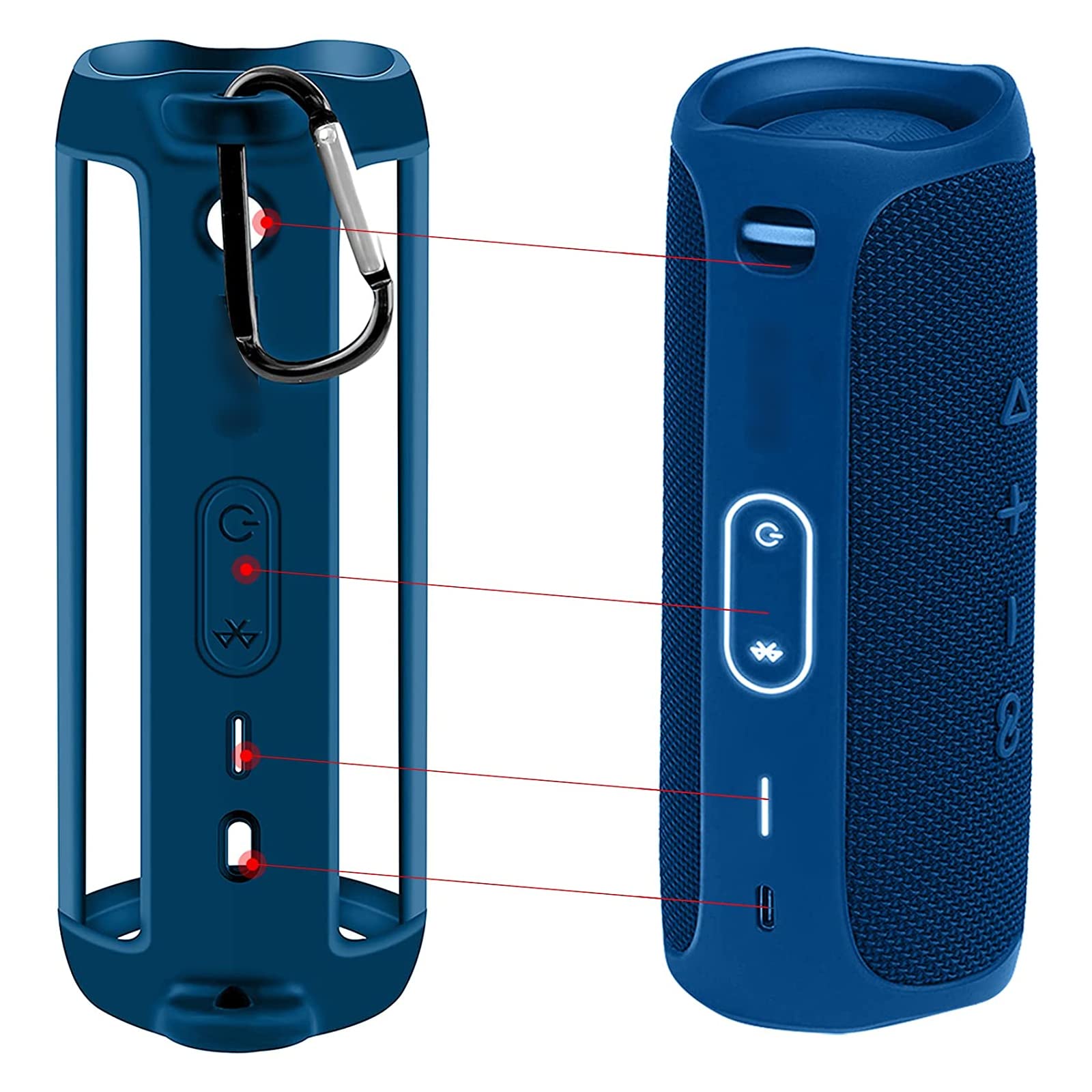 Silicone Case Compatible For Flip 5 Portable Bluetooth Speaker, Gel Soft Skin Cover, Rubber Case, Travel Carry Pouch With Strap