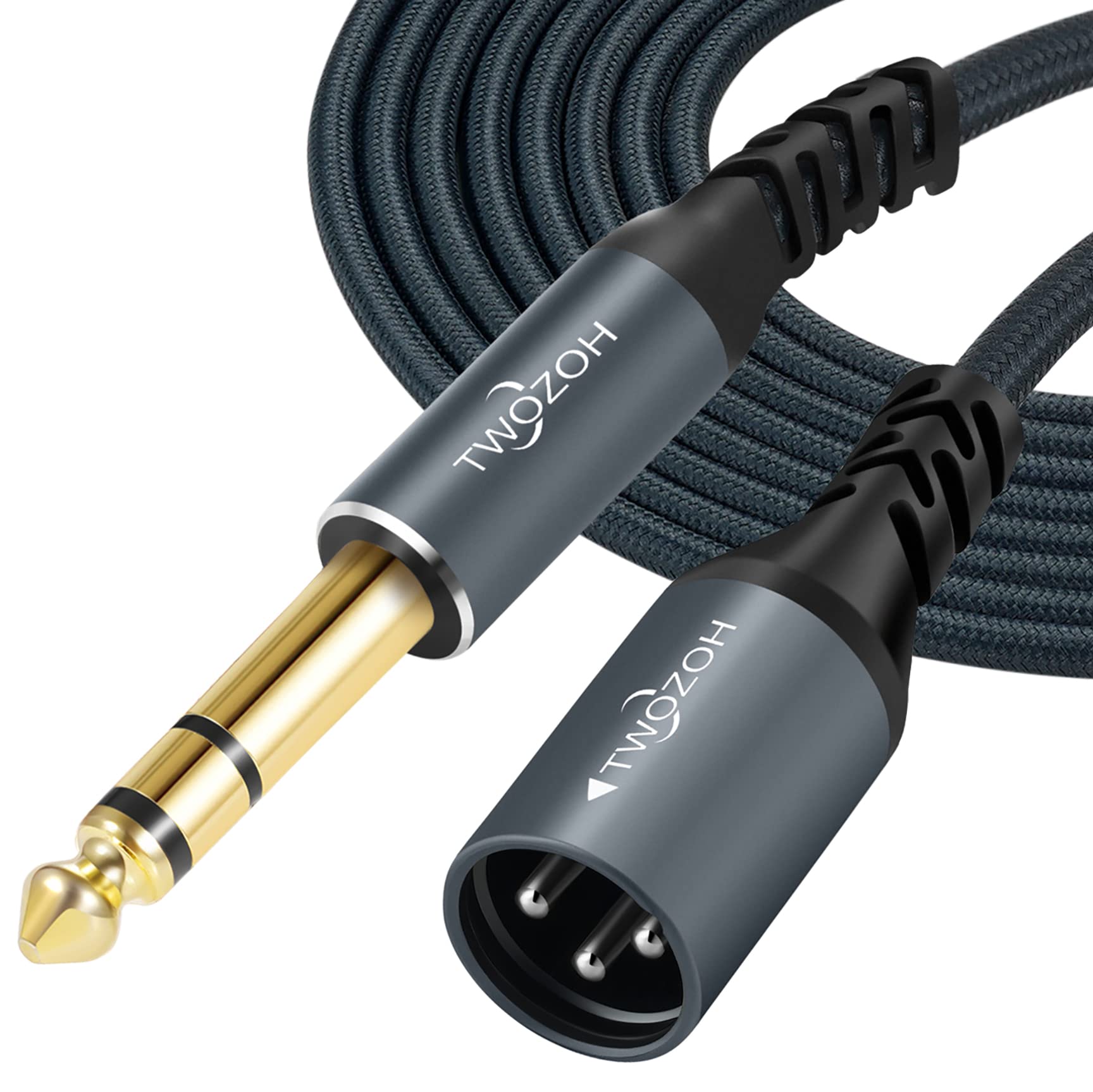 Twozoh Short Xlr Male To 1/4 Trs Stereo Cable 1Ft / 30Cm, Braided Jack 6.35Mm To Xlr Male 3Pin Guitar Cable (Professional/Hifi)