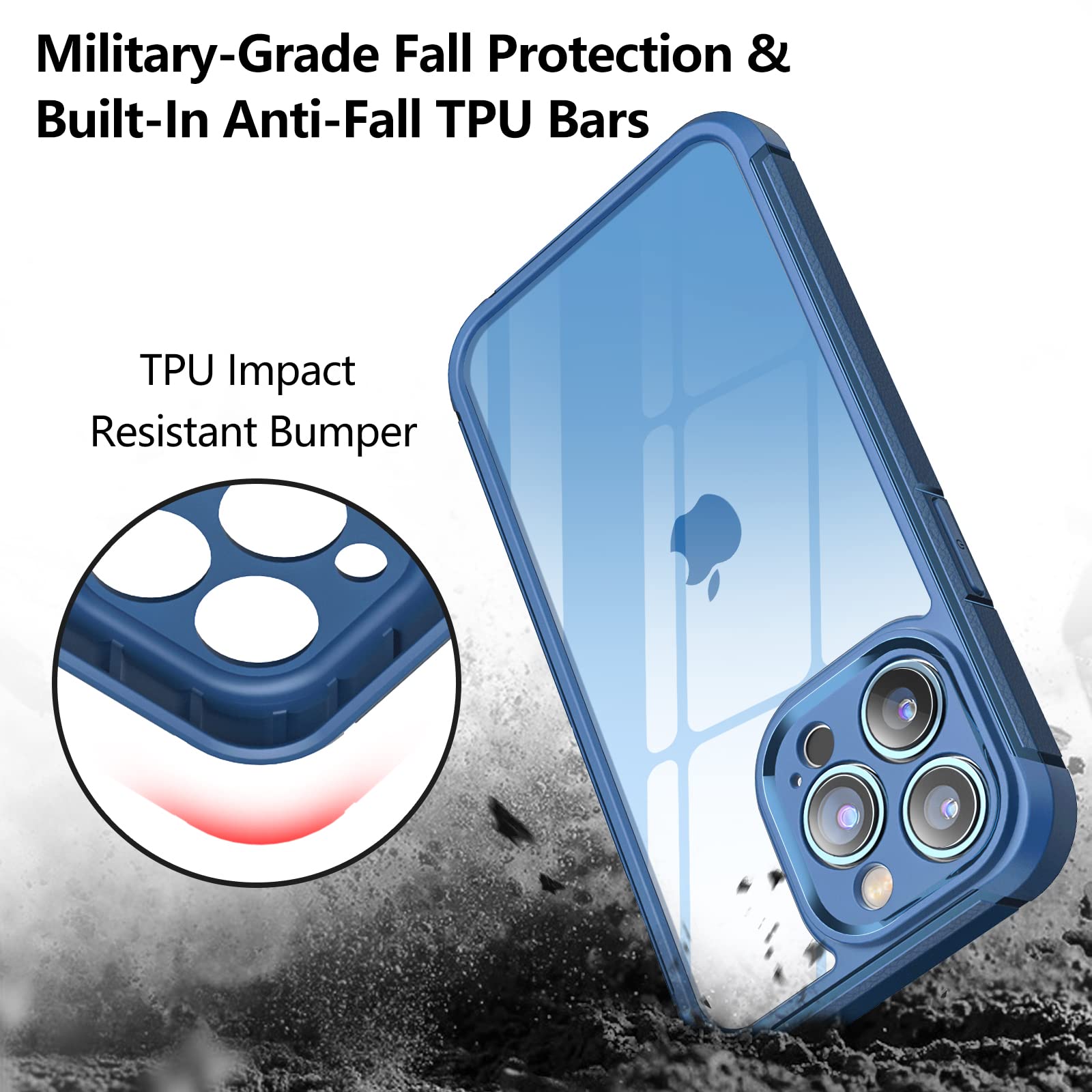 Vsdukmc Compatible With Iphone 13 Pro Max Case 6.7 In, With Integrated Camera Protection Cover, Clear Hard Pc Back With Shockpro