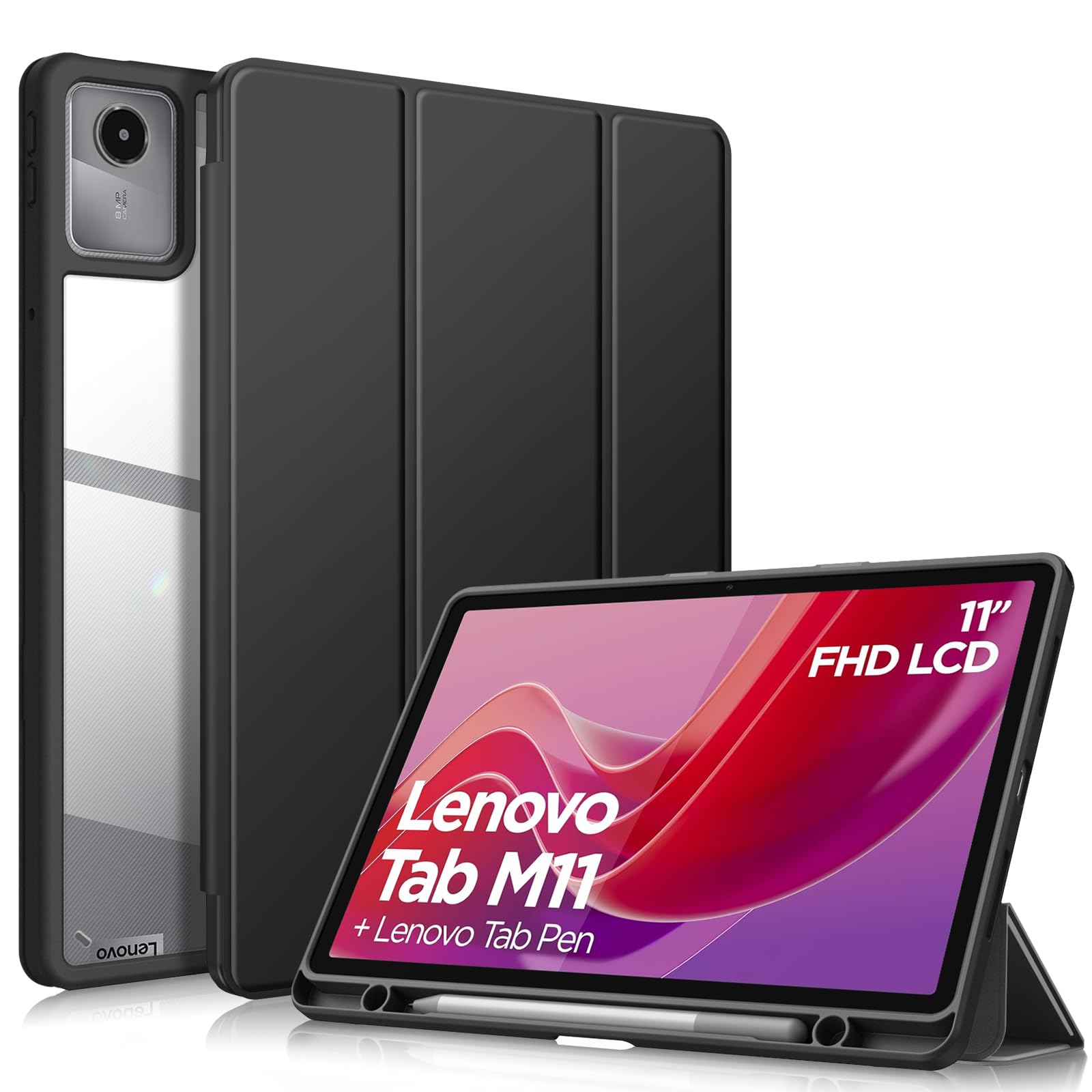 Fintie Hybrid Slim Case for Lenovo Tab M11 (2023) TB-330FU /Lenovo Tab K11 LTE 2024 TB-330XU, Shockproof Cover with Clear Transp