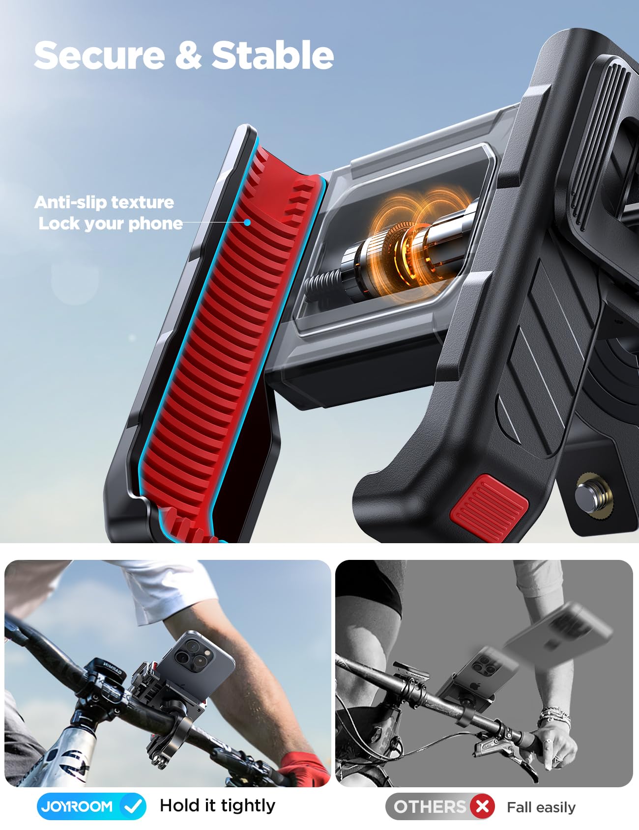 Joyroom Motorcycle Bike Phone Mount Holder - Bicycle Handlebar Cell Phone Mount - Stroller Scooter Phone Clip For Iphone Samsung