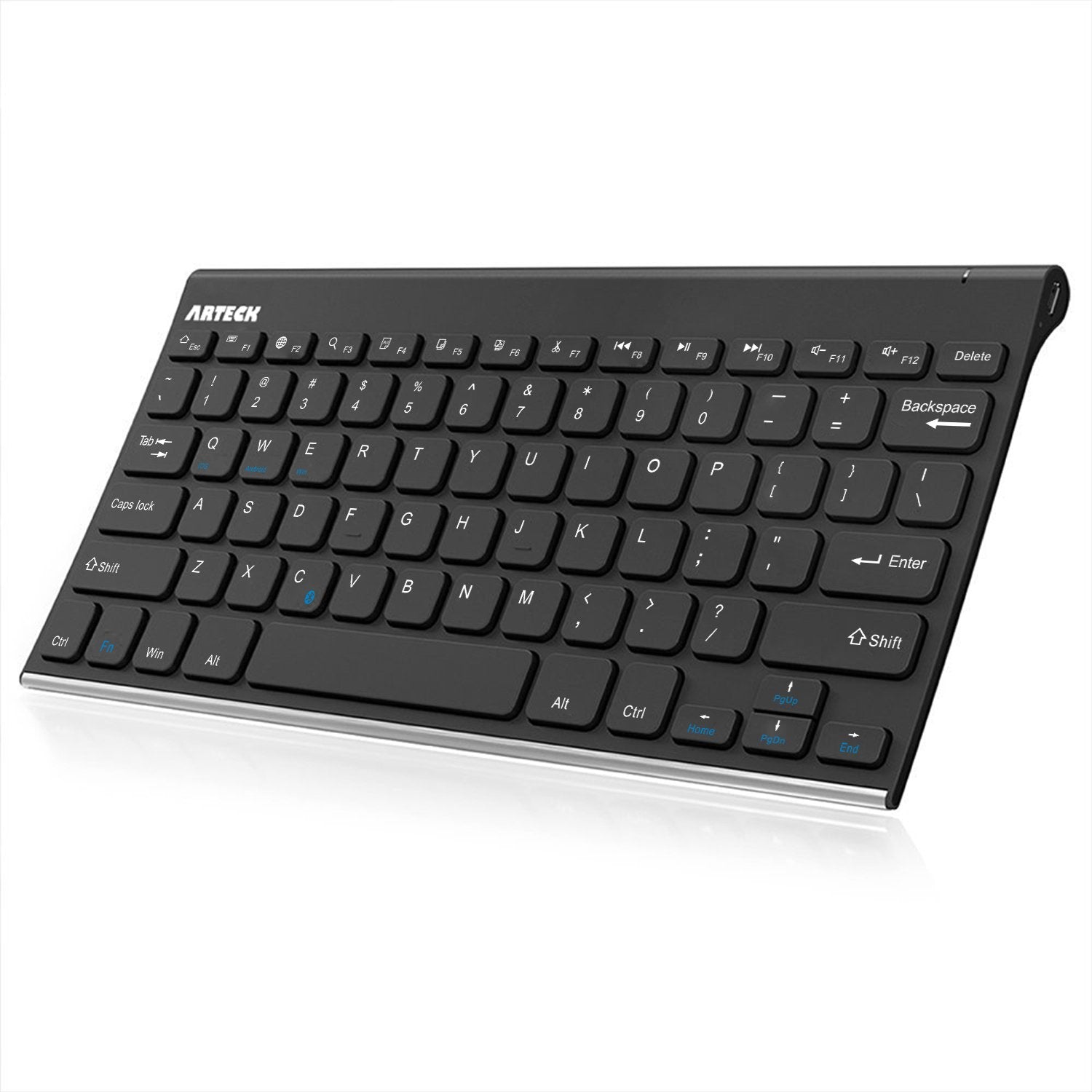 Arteck Bluetooth Keyboard, Stainless Steel Universal Portable Wireless Bluetooth Keyboard for iOS iPad 10.2-inch, Air, Pro, Mini