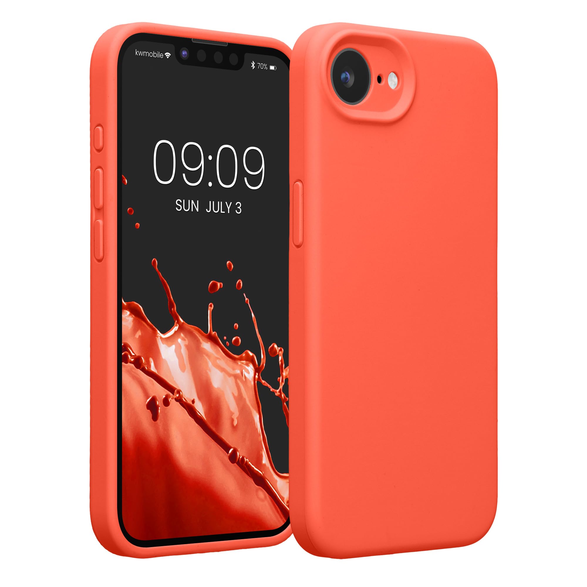 kwmobile Case Compatible with Apple iPhone 17e / iPhone 16e Case - Slim TPU Silicone Phone Cover - Soft Touch Finish - Neon Cora