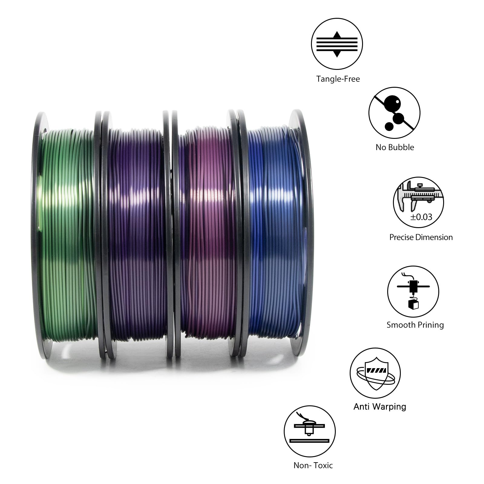 Isanmate 3D Printer Filament, Pla Filament 1.75Mm Bundle, Rainbow Filament Bundle, Silk Gradient Rainbow Pla Filament, 3D Printi