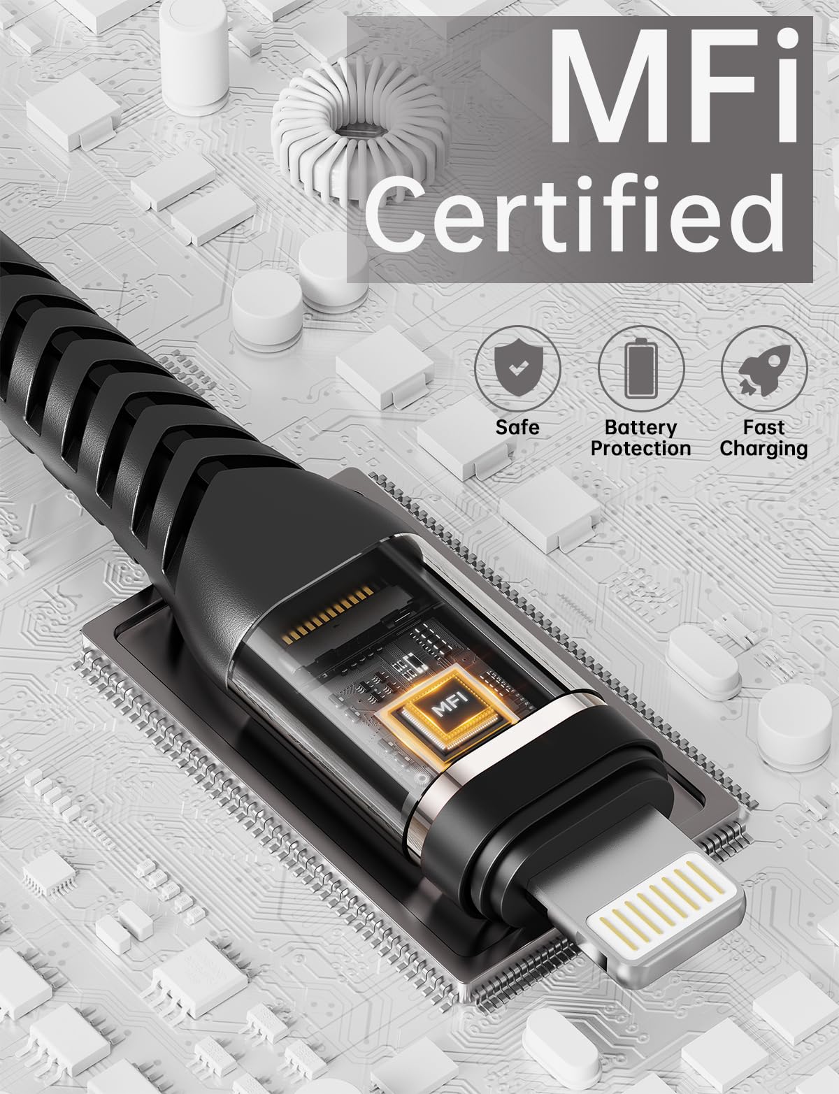 UYOUNG 6ft Nylon Braided iPhone Charger Cable, 3 Pack Fast Charging Compatible with iPhone 14/13/12/11/X/XS/XR/8/7/