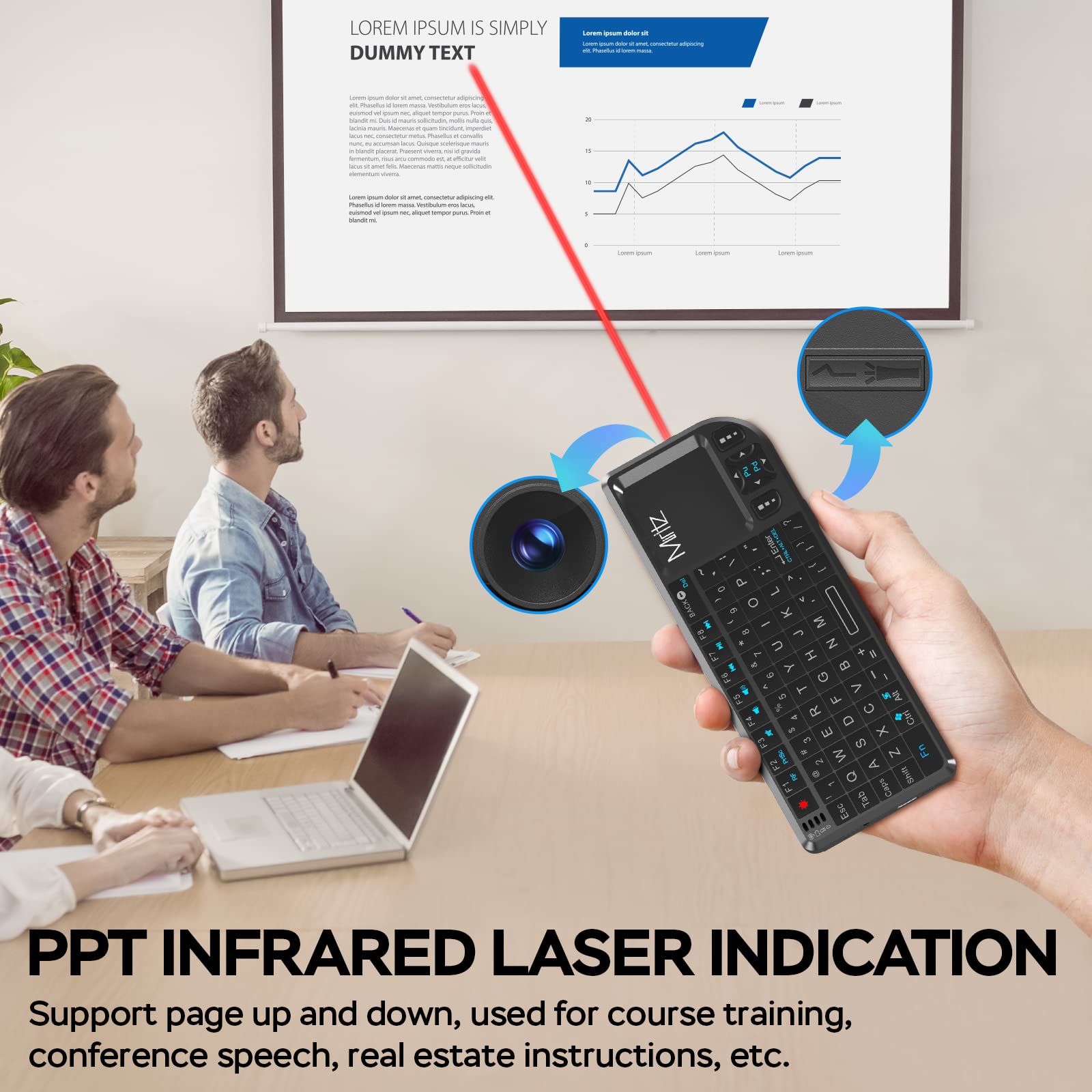 Miritz 2.4G Wireless Touchpad Keyboard And Mouse Mini Remote Control With Laser Pointer,For Windows/Android/Google/Smart Tv/Htpc